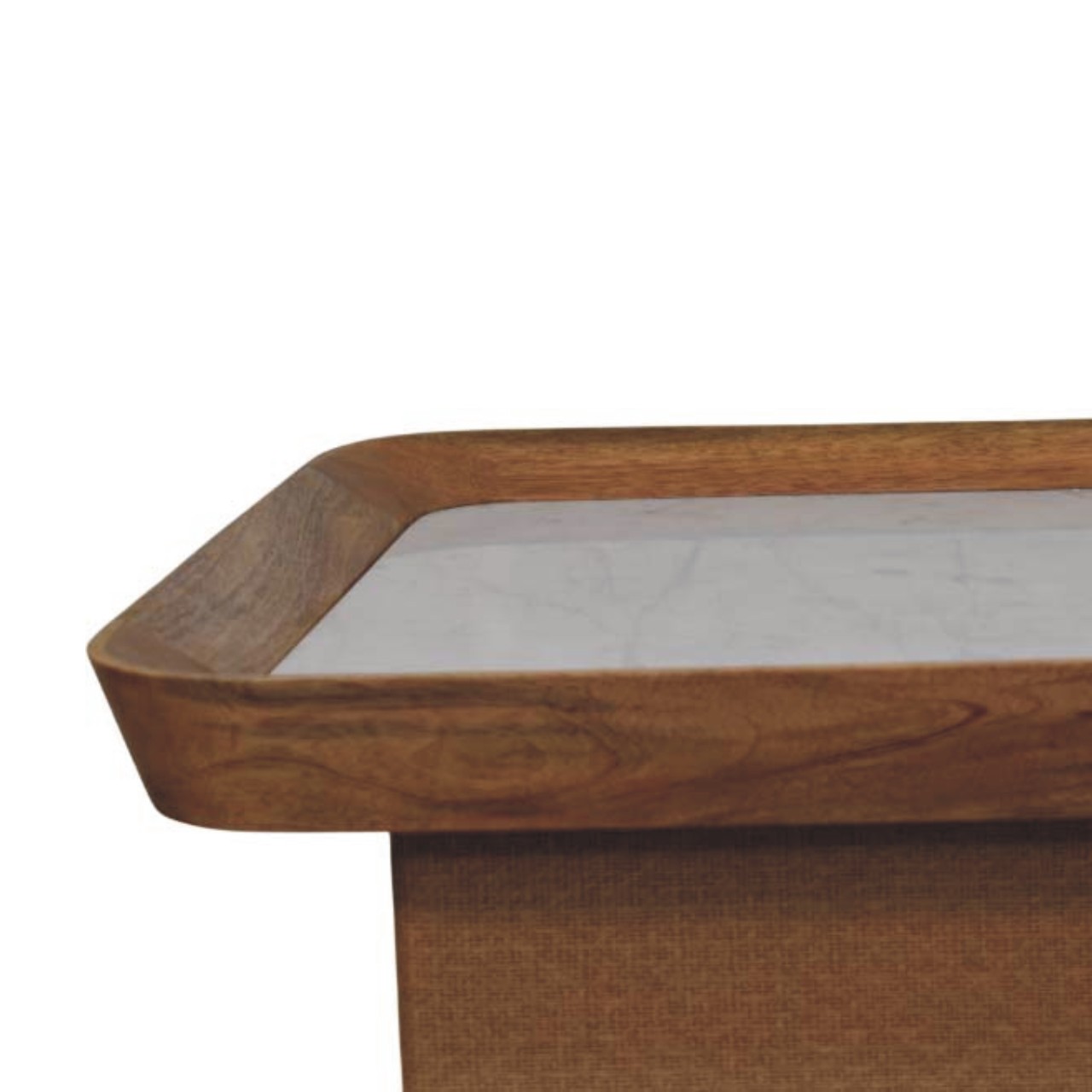 Solid Mango Wood Oak Finished Marble Top Chatai Coffee Table - Image 4