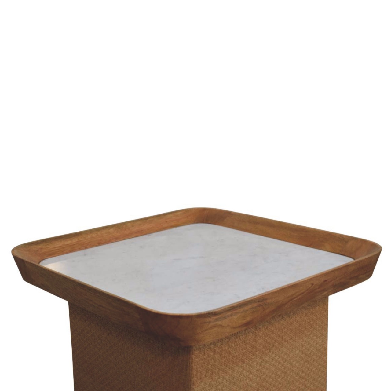 Solid Mango Wood Oak Finished Marble Top Chatai Coffee Table - Image 7