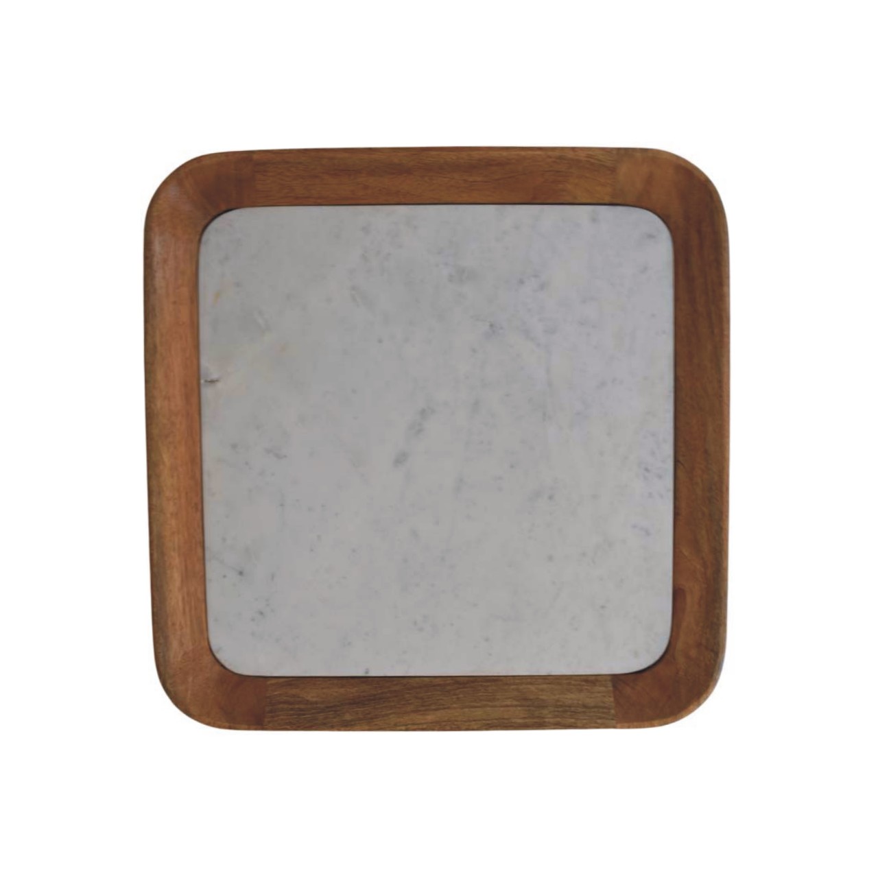 Solid Mango Wood Oak Finished Marble Top Chatai Coffee Table - Image 9