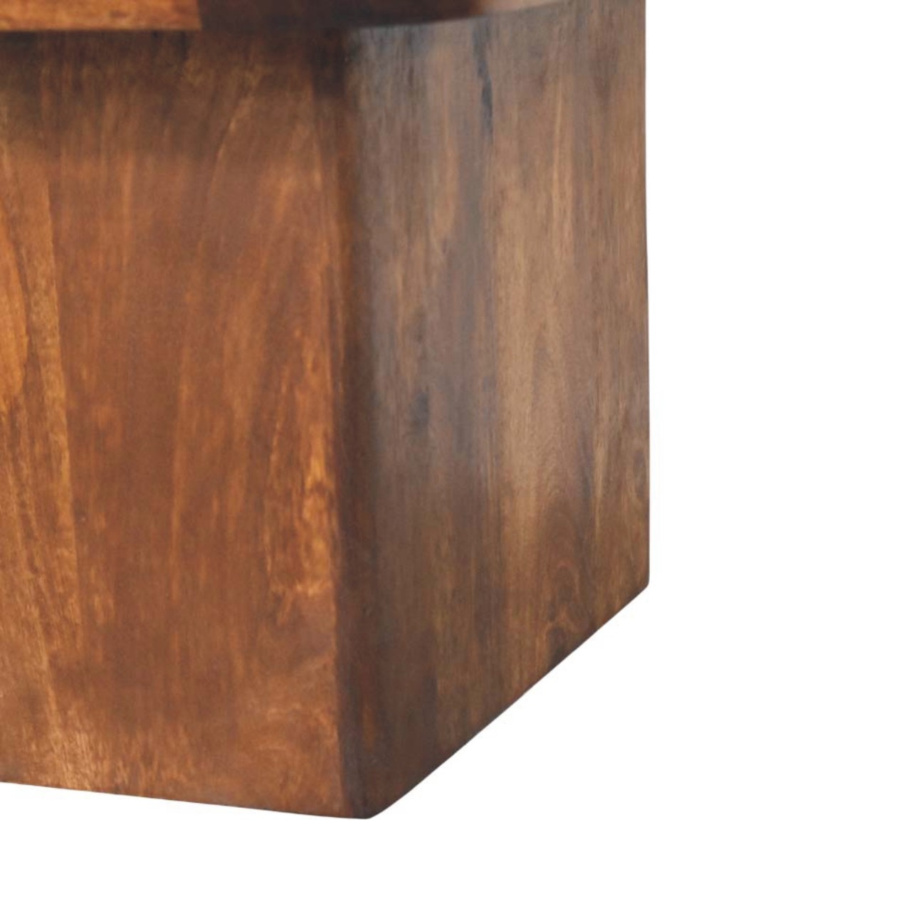 Solid Mango Wood Chestnut Finished Travertine Top Tray Coffee Table - Image 8