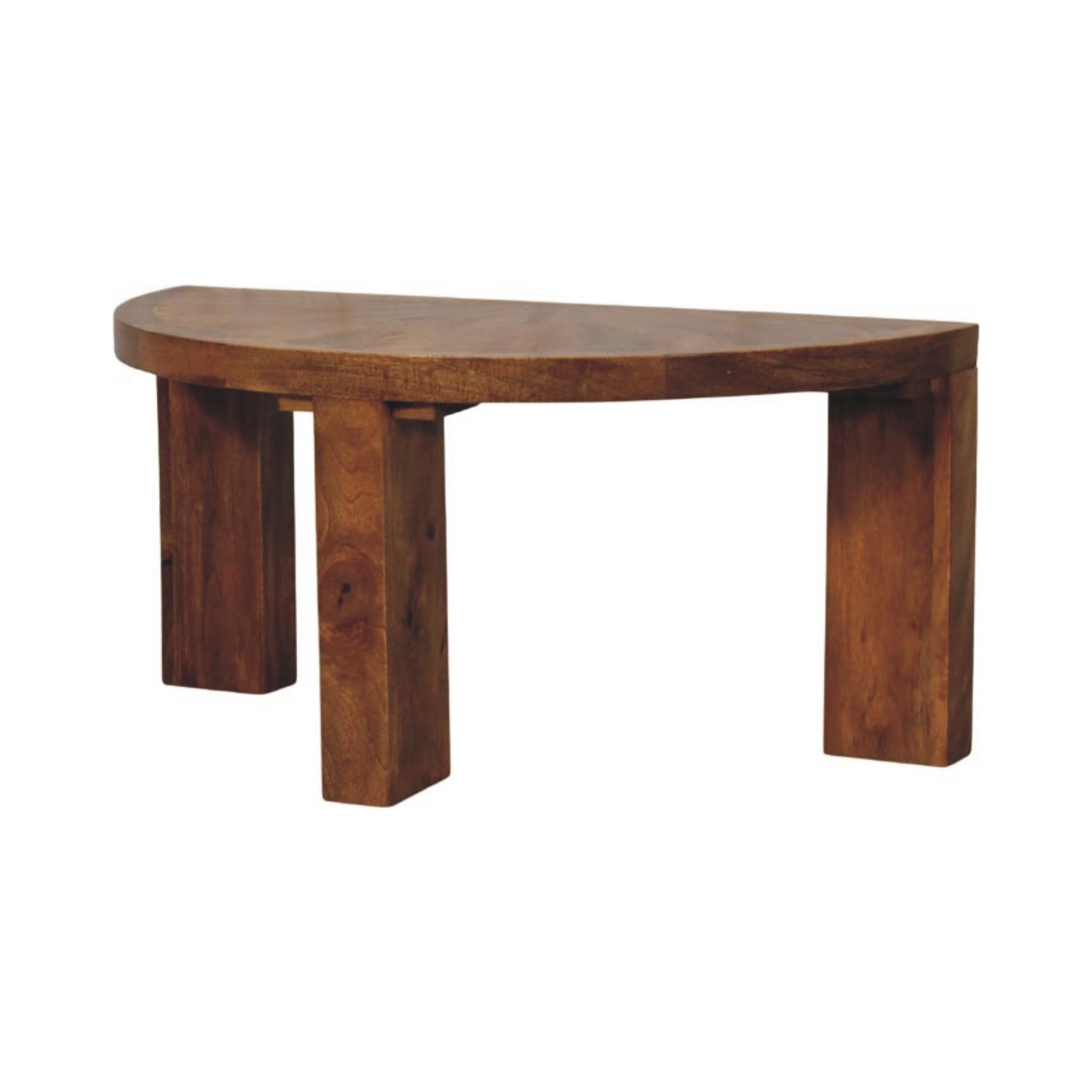 Solid Mango Wood Amber Oak Finish Half Moon Coffee Table - Image 2