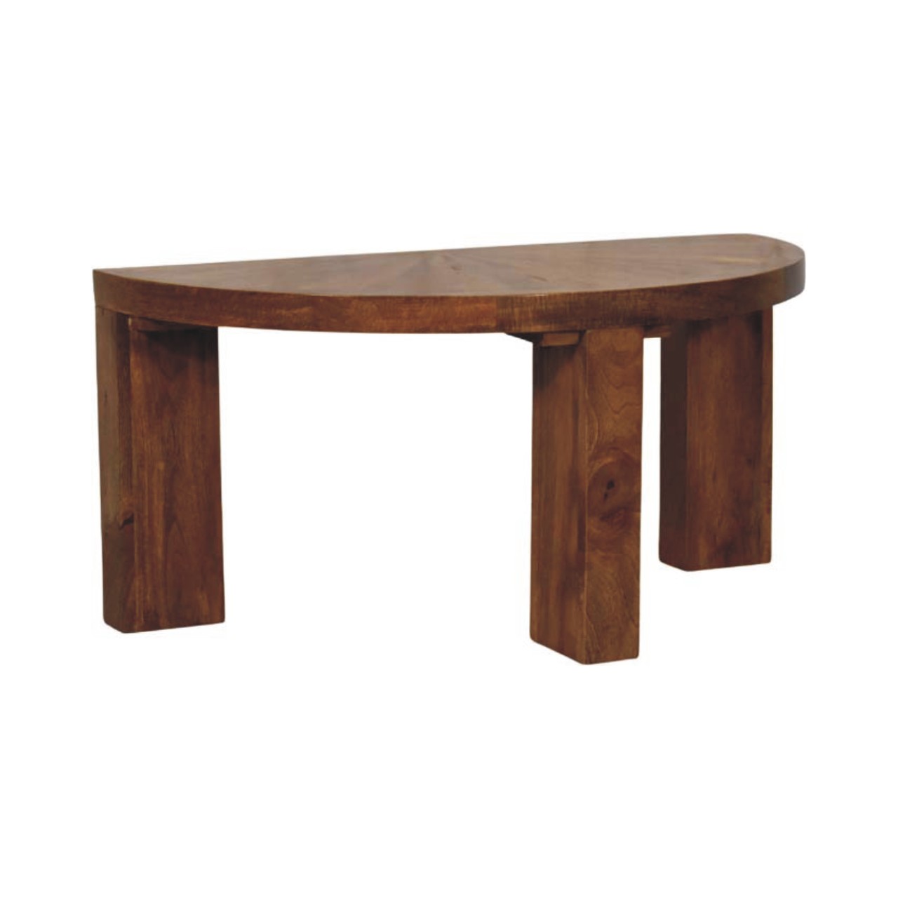 Solid Mango Wood Amber Oak Finish Half Moon Coffee Table - Image 3