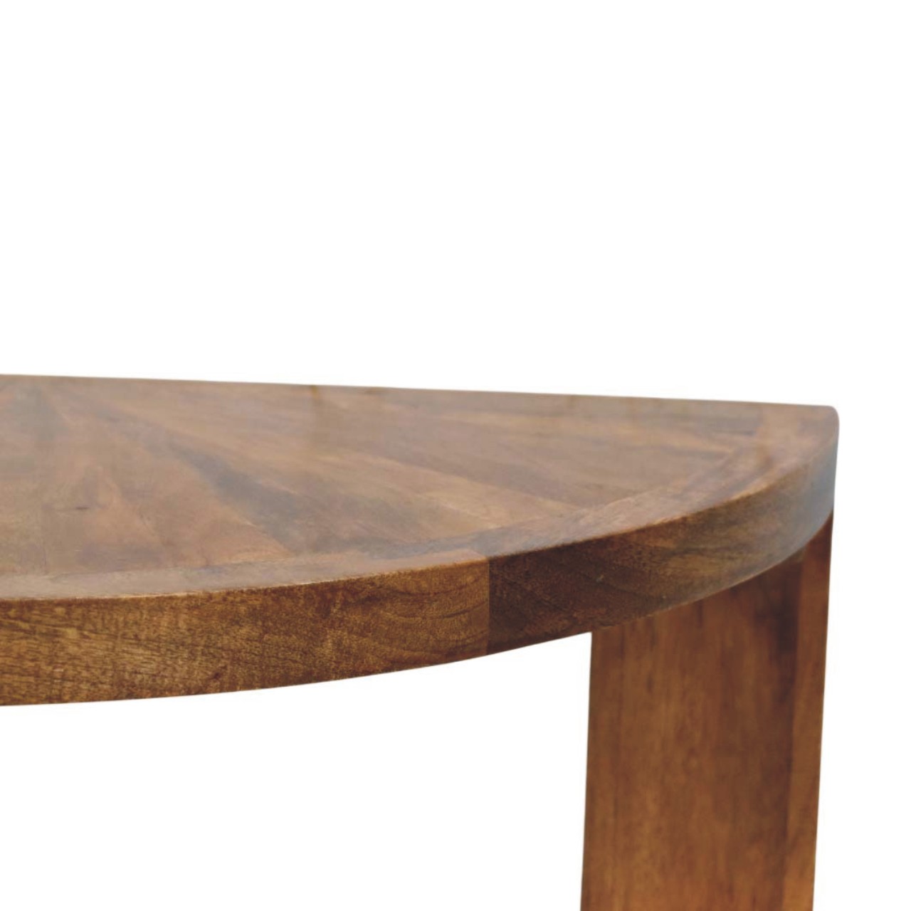 Solid Mango Wood Amber Oak Finish Half Moon Coffee Table - Image 4
