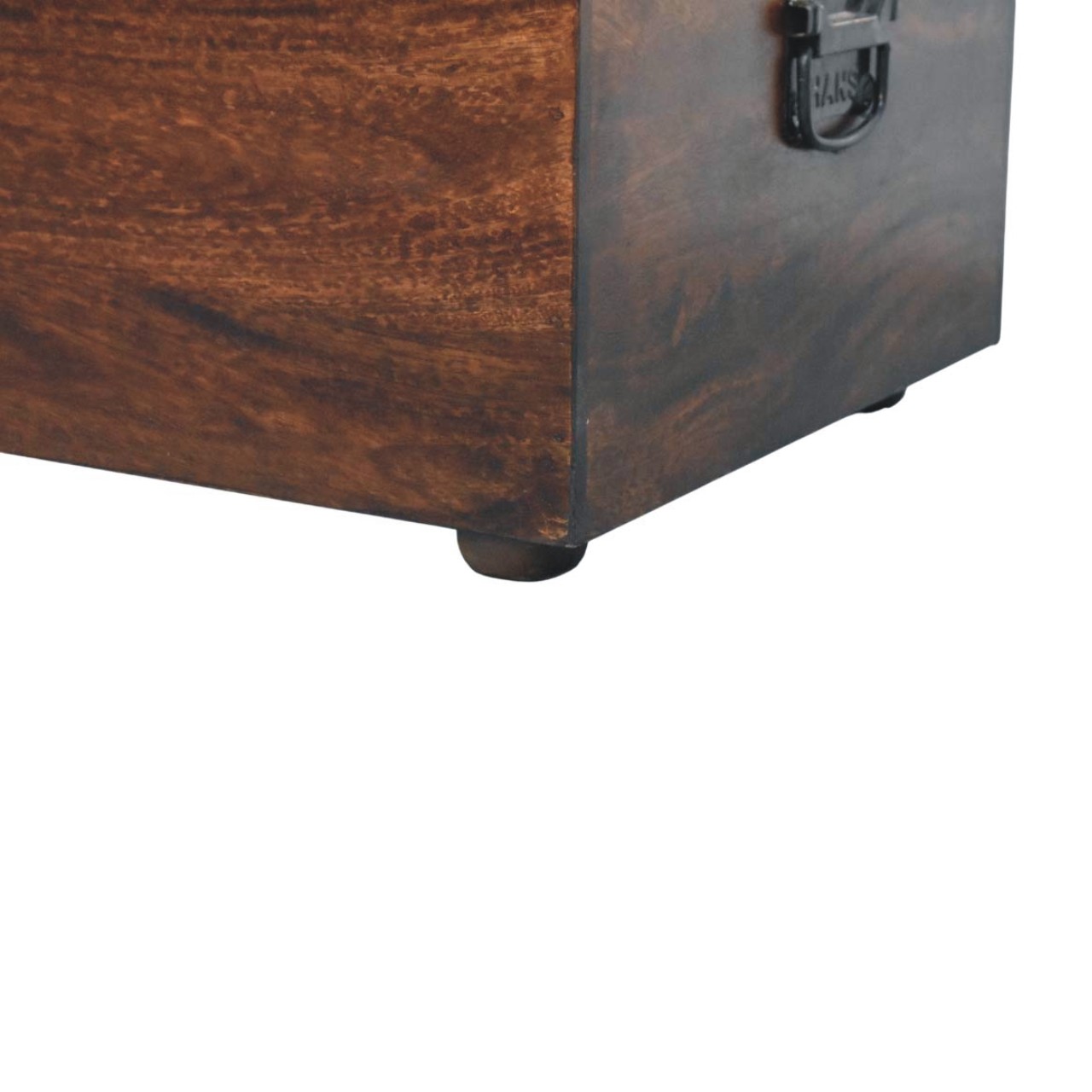 Solid Mango Wood Chestnut Finished Tan Leather Storage Trunk Bench - Image 9