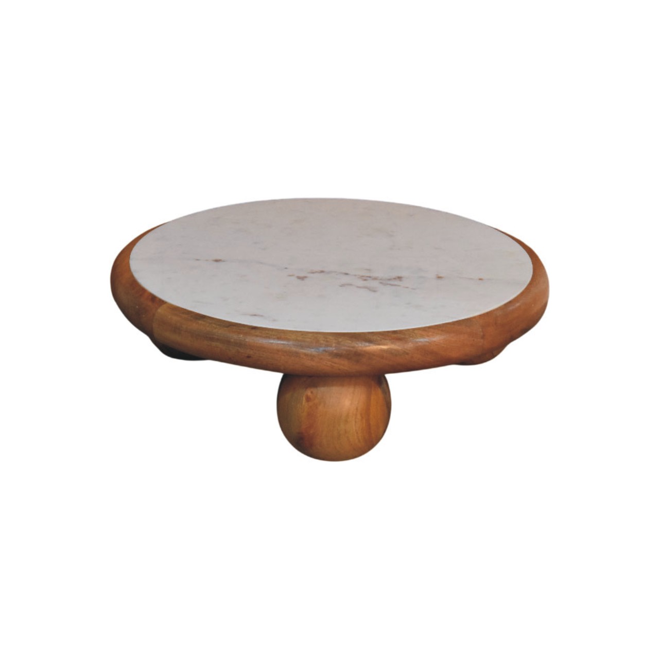 Solid Mango Wood Oak Finished Bola Round Coffee Table - Image 2