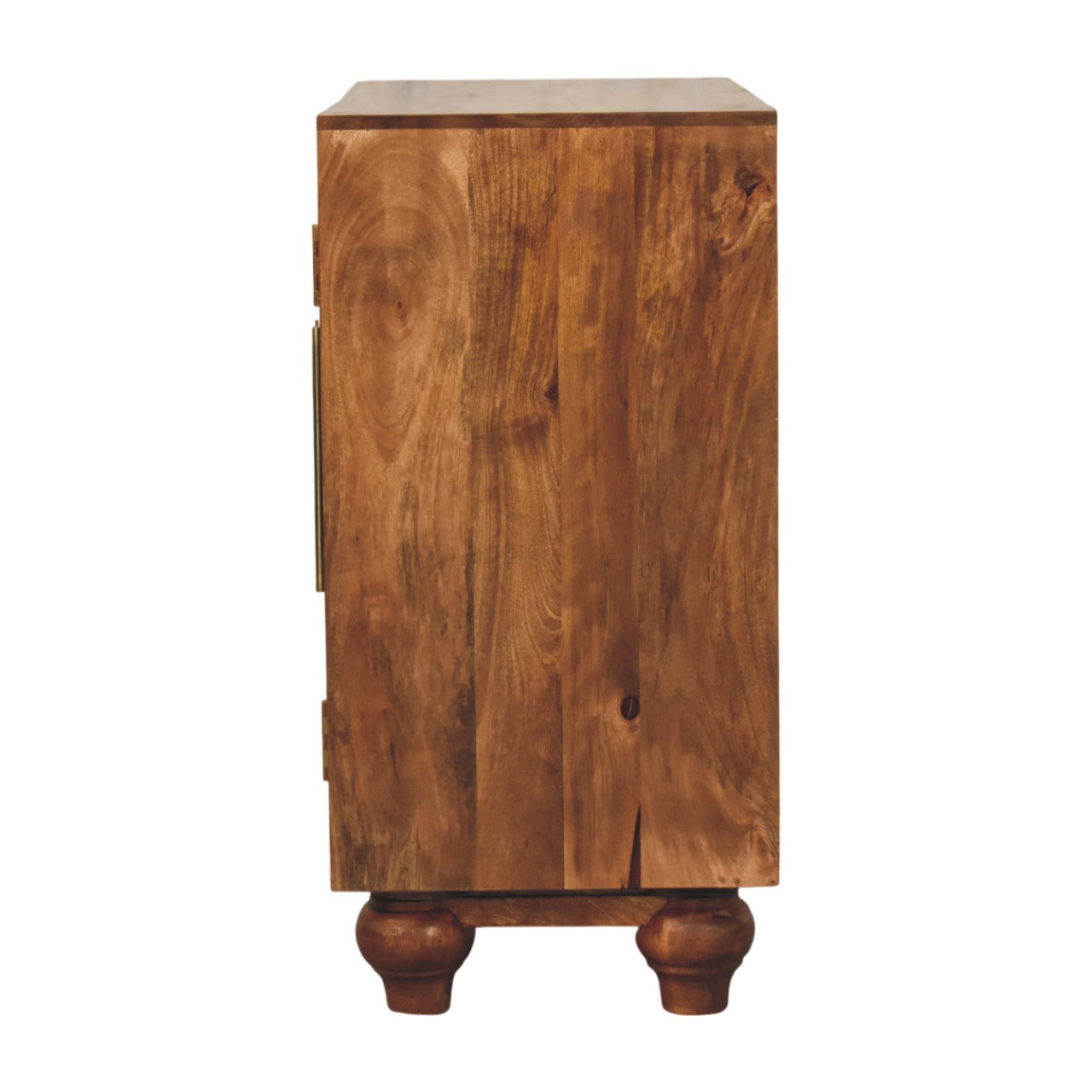 Solid Mango Wood Golden Teak Finish 2 Door Arco Groove Cabinet - Image 8