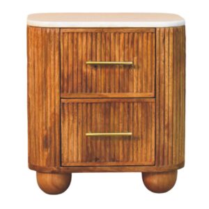 Solid Mango Wood Marble Crest Bedside