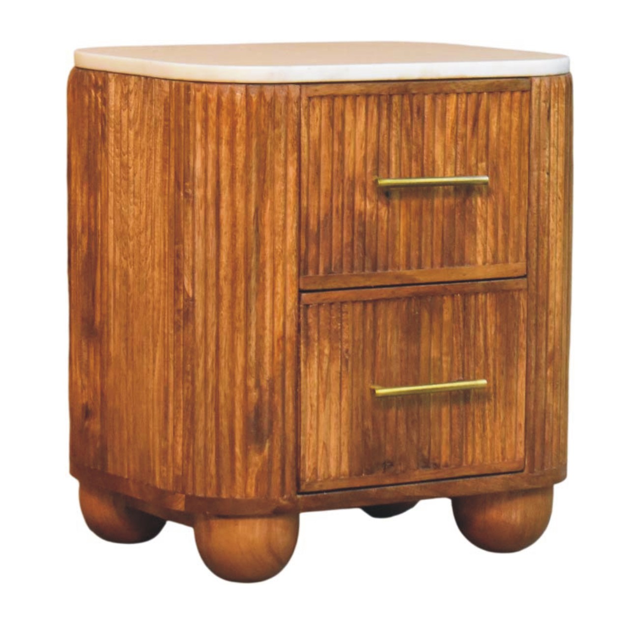 Solid Mango Wood Marble Crest Bedside - Image 2