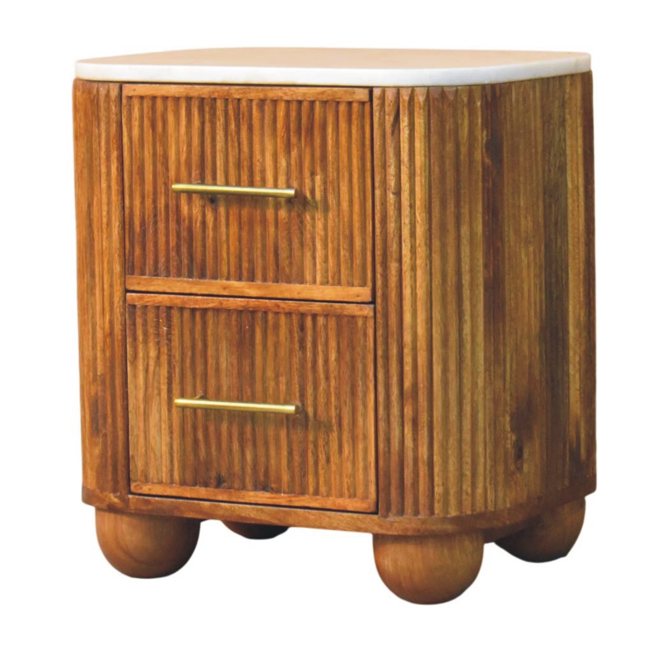 Solid Mango Wood Marble Crest Bedside - Image 3