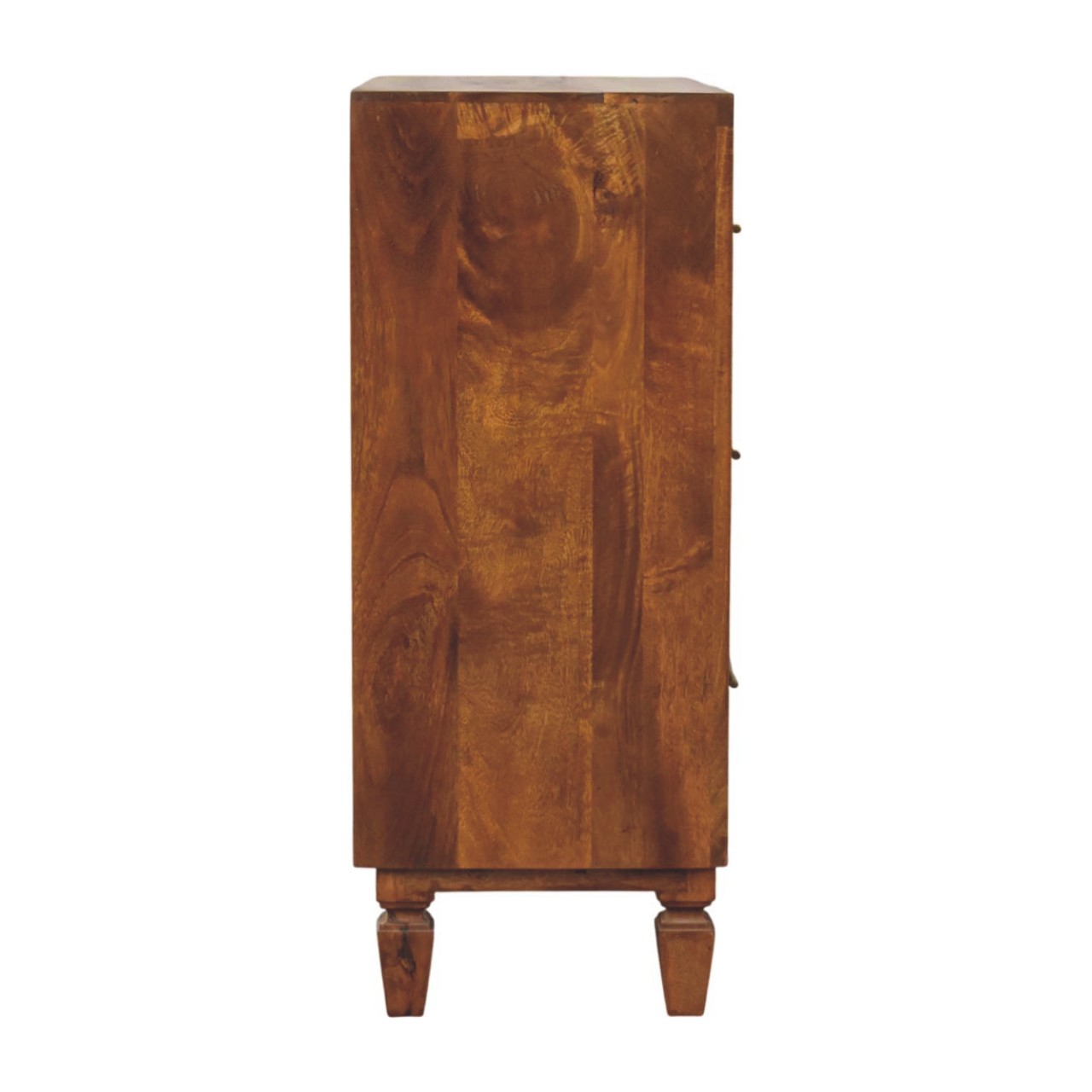 Solid Mango Wood Chestnut Finished 3 Drawer Cadiz Carved Chest - Image 8