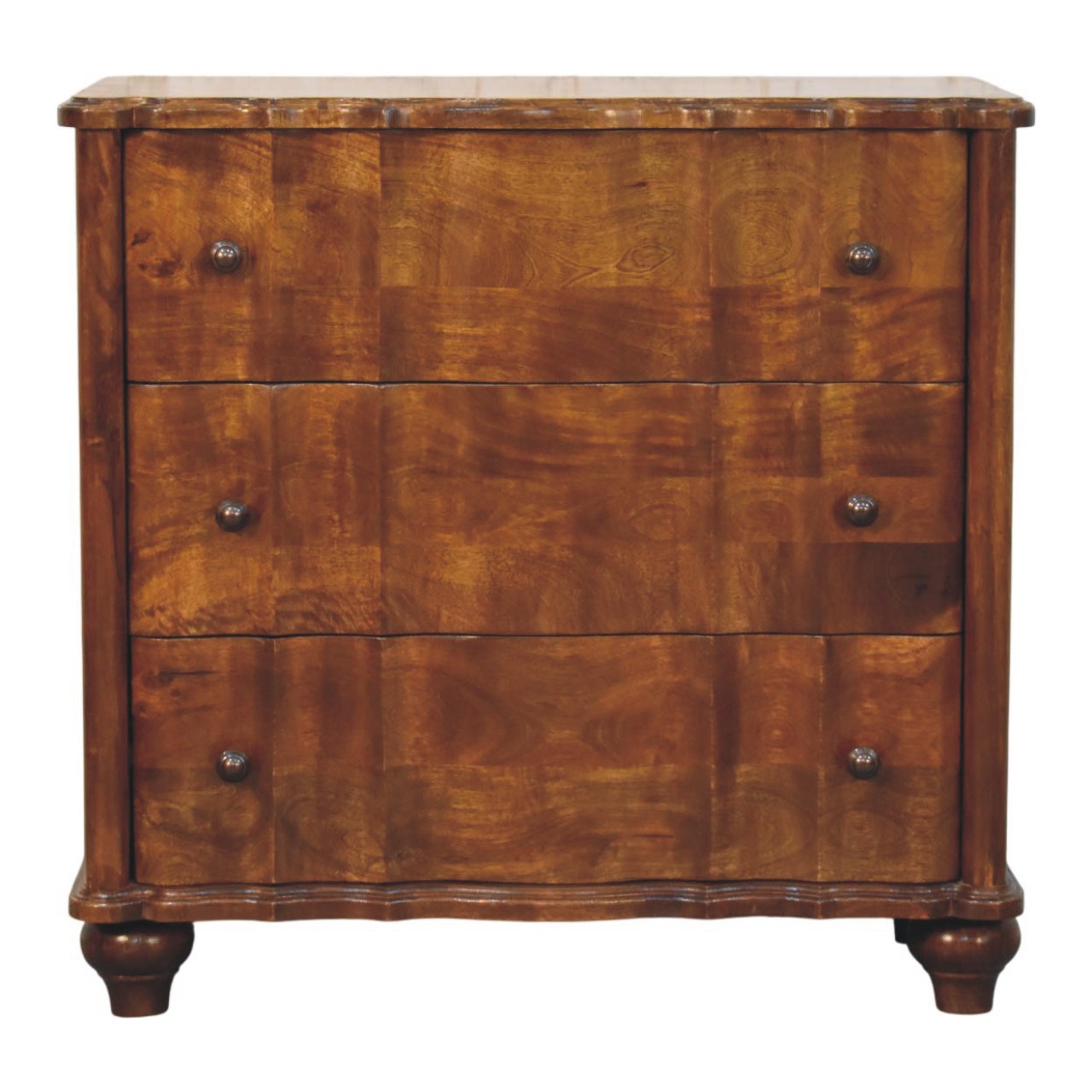 Solid Mango Wood Chestnut Finished Lume 3 Drawer Chest