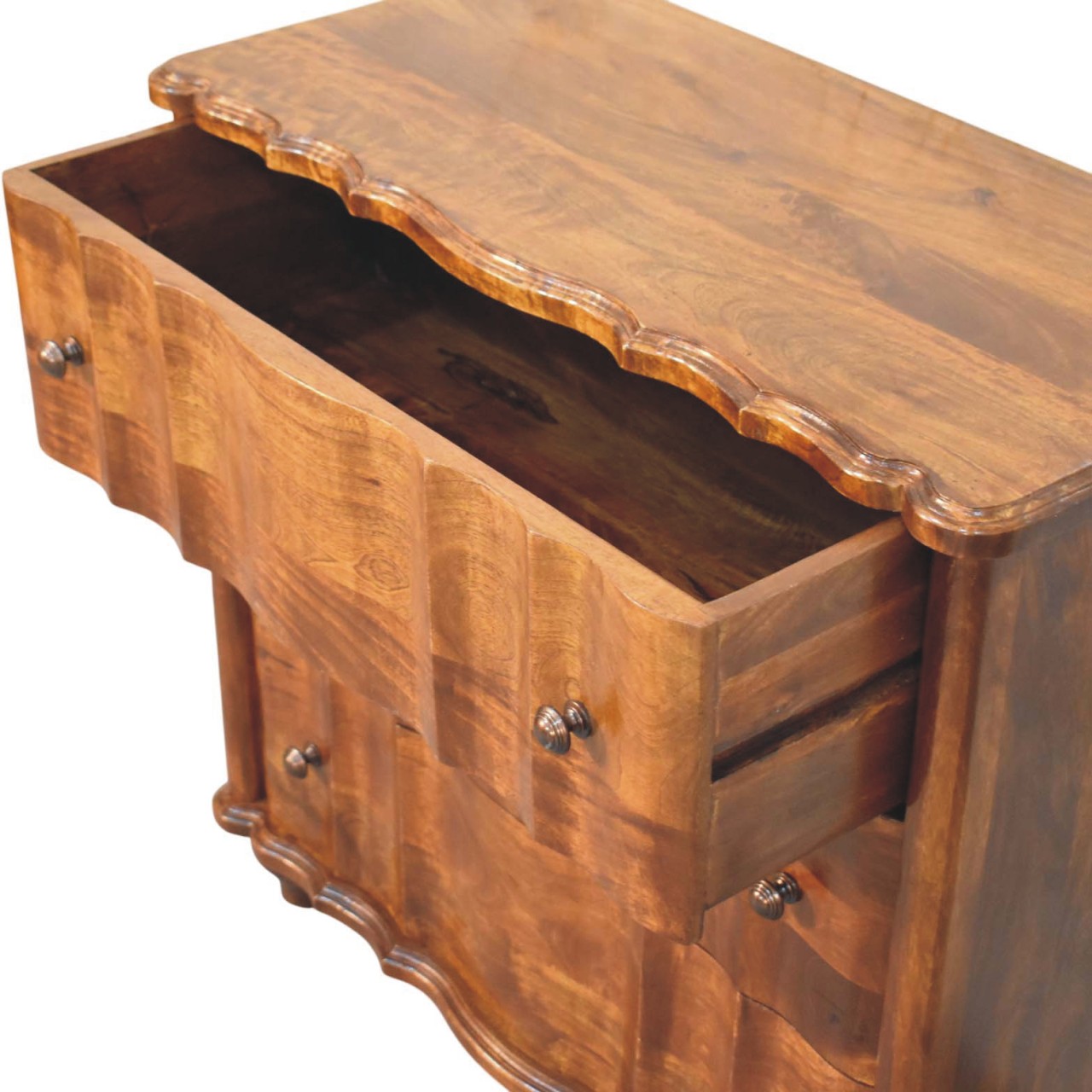 Solid Mango Wood Chestnut Finished Lume 3 Drawer Chest - Image 6