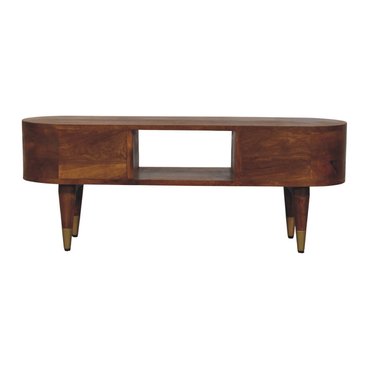 Solid Mango Wood Chestnut Finished Two Drawer Valenza Media Unit - Image 9
