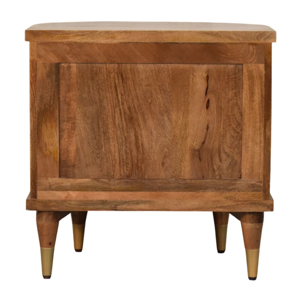 Solid Mango Wood Golden Teak Finished 2 Drawer Curved Fluted  Bedside - Image 9
