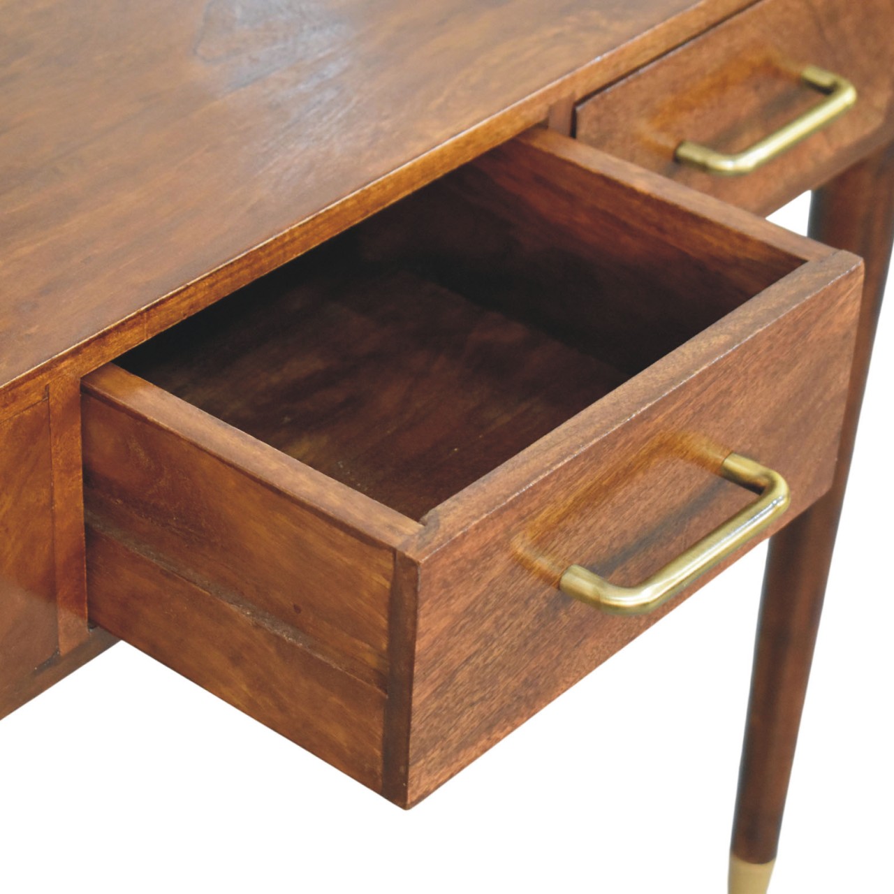 Solid Mango Wood Chestnut Finished 2 Door Belmont Cane Edge Console Table - Image 6