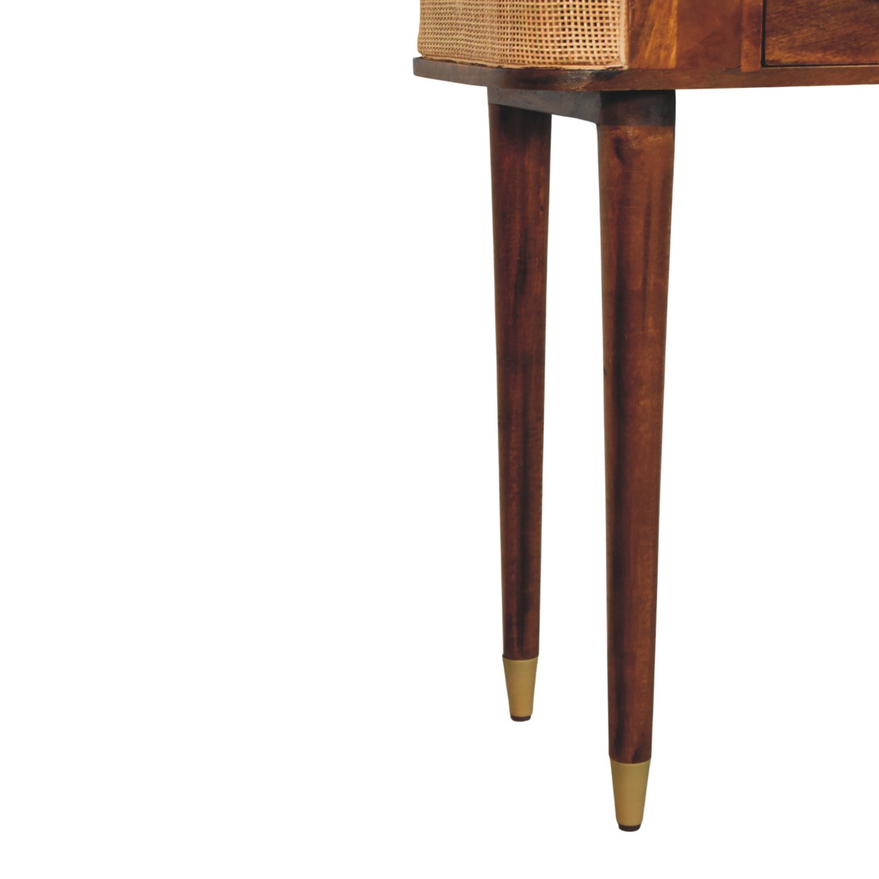 Solid Mango Wood Chestnut Finished 2 Door Belmont Cane Edge Console Table - Image 7