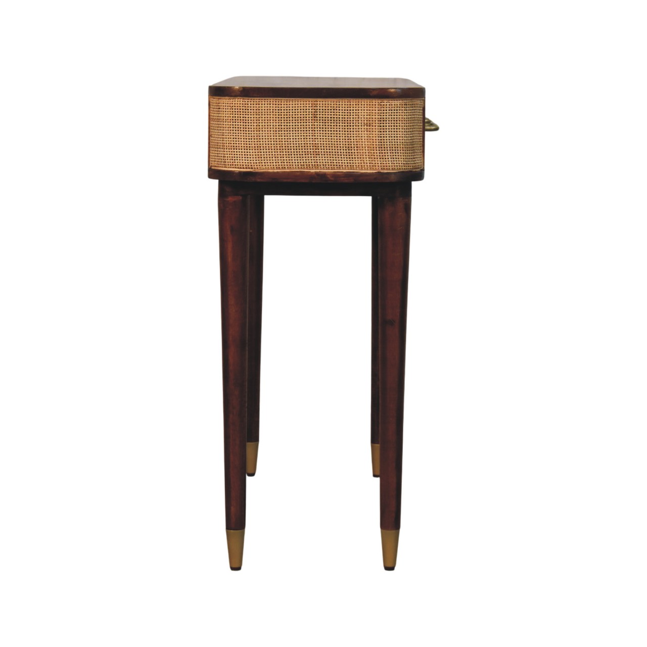 Solid Mango Wood Chestnut Finished 2 Door Belmont Cane Edge Console Table - Image 8