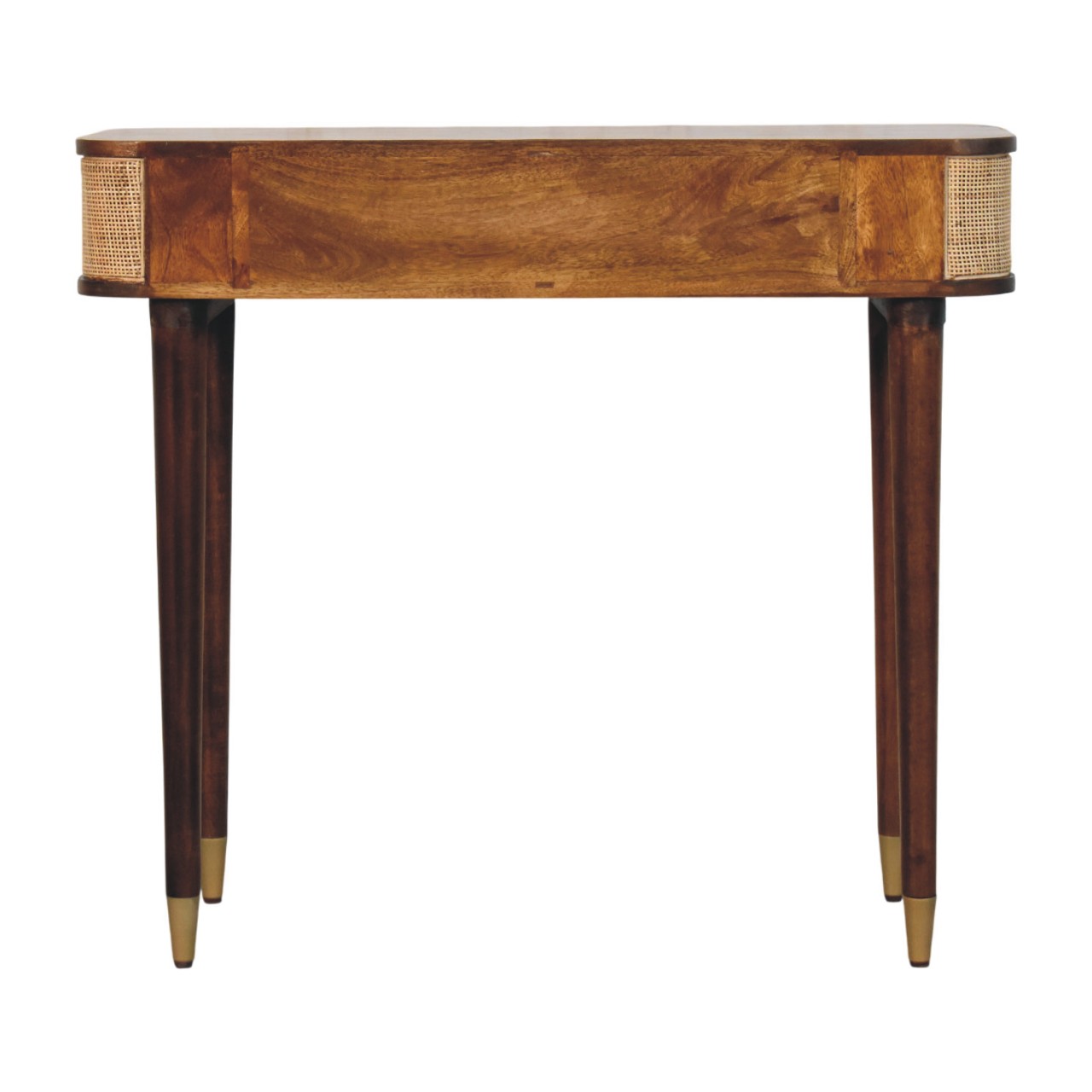 Solid Mango Wood Chestnut Finished 2 Door Belmont Cane Edge Console Table - Image 9