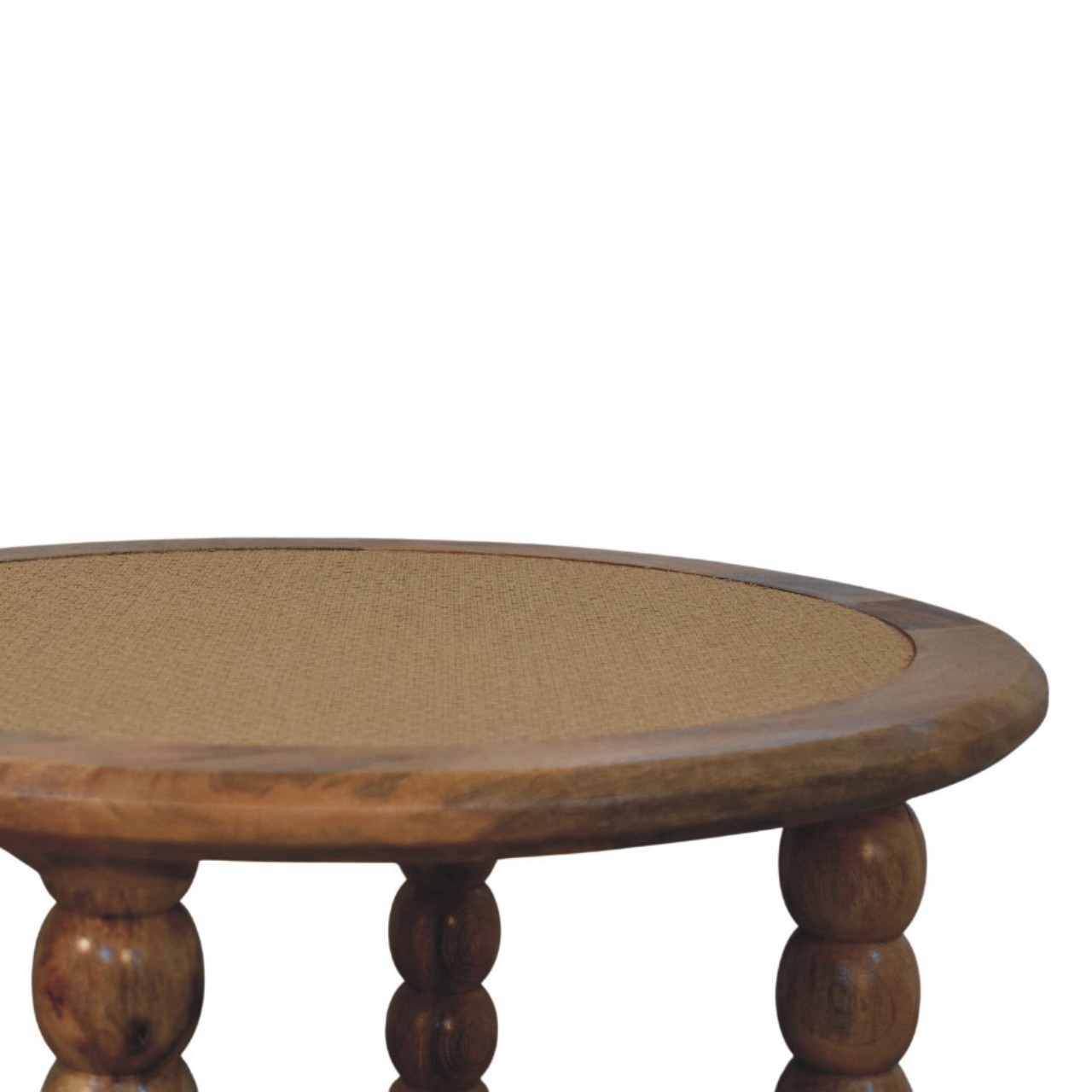 Solid Mango Wood Oak Finished Spindle Rattan Coffee Table - Image 6