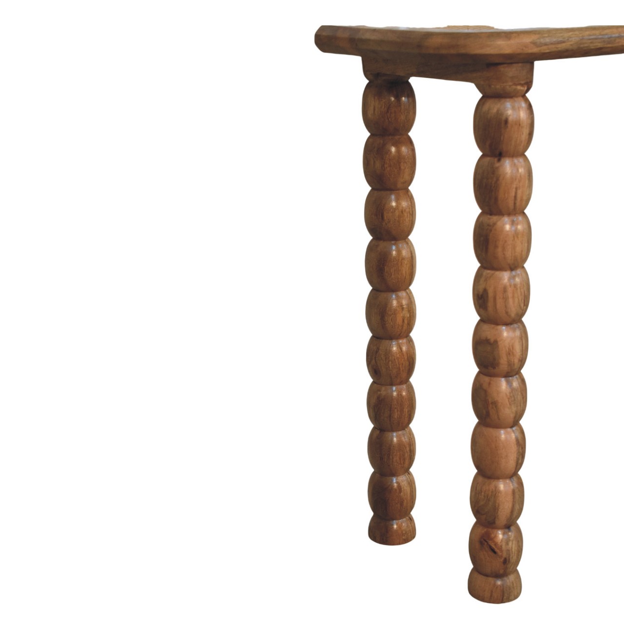 Solid Mango Wood Oak Finished Spindle Rattan Console Table - Image 6