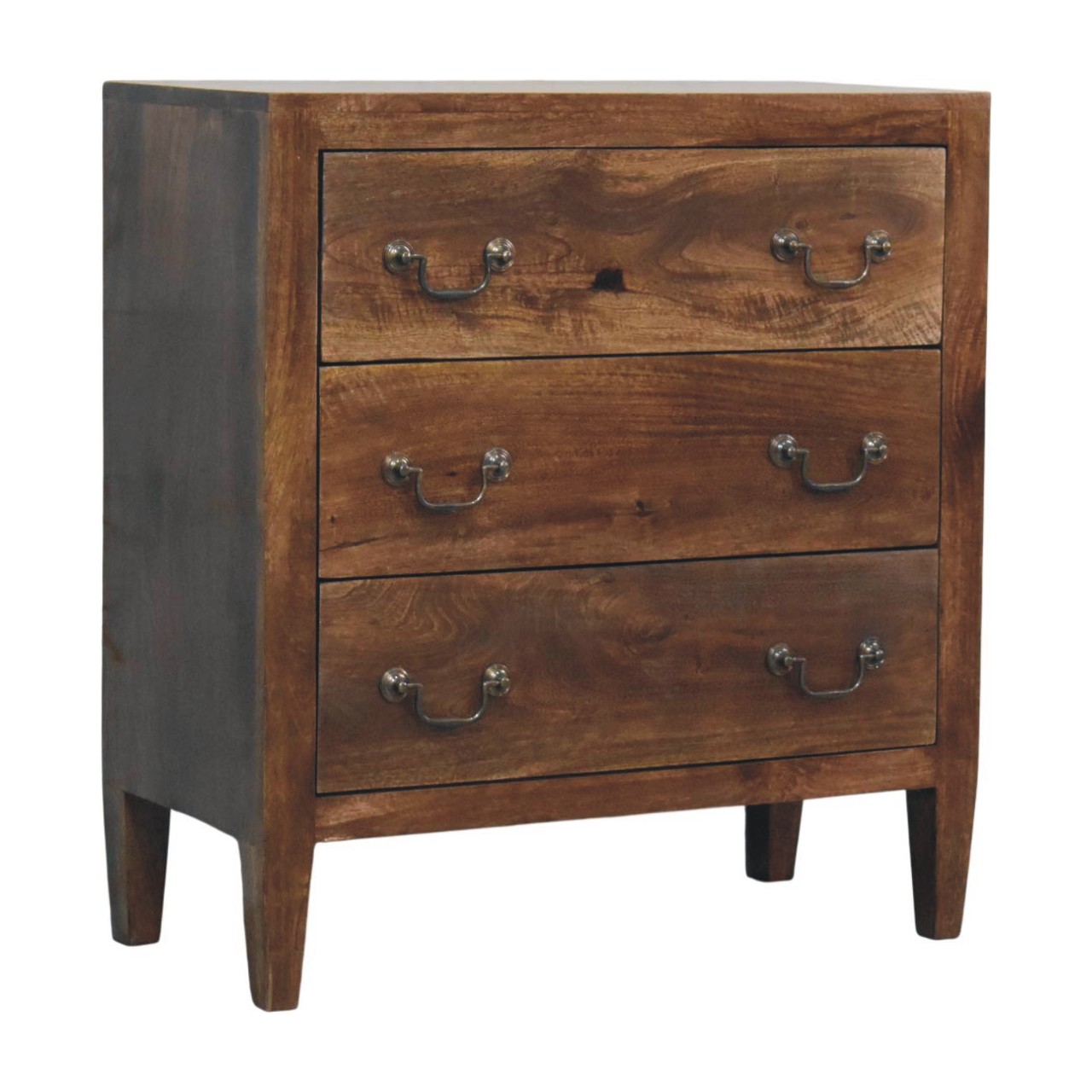 Solid Mango Wood Roasted Almond Finished Compact Three Drawer Chest - Image 2