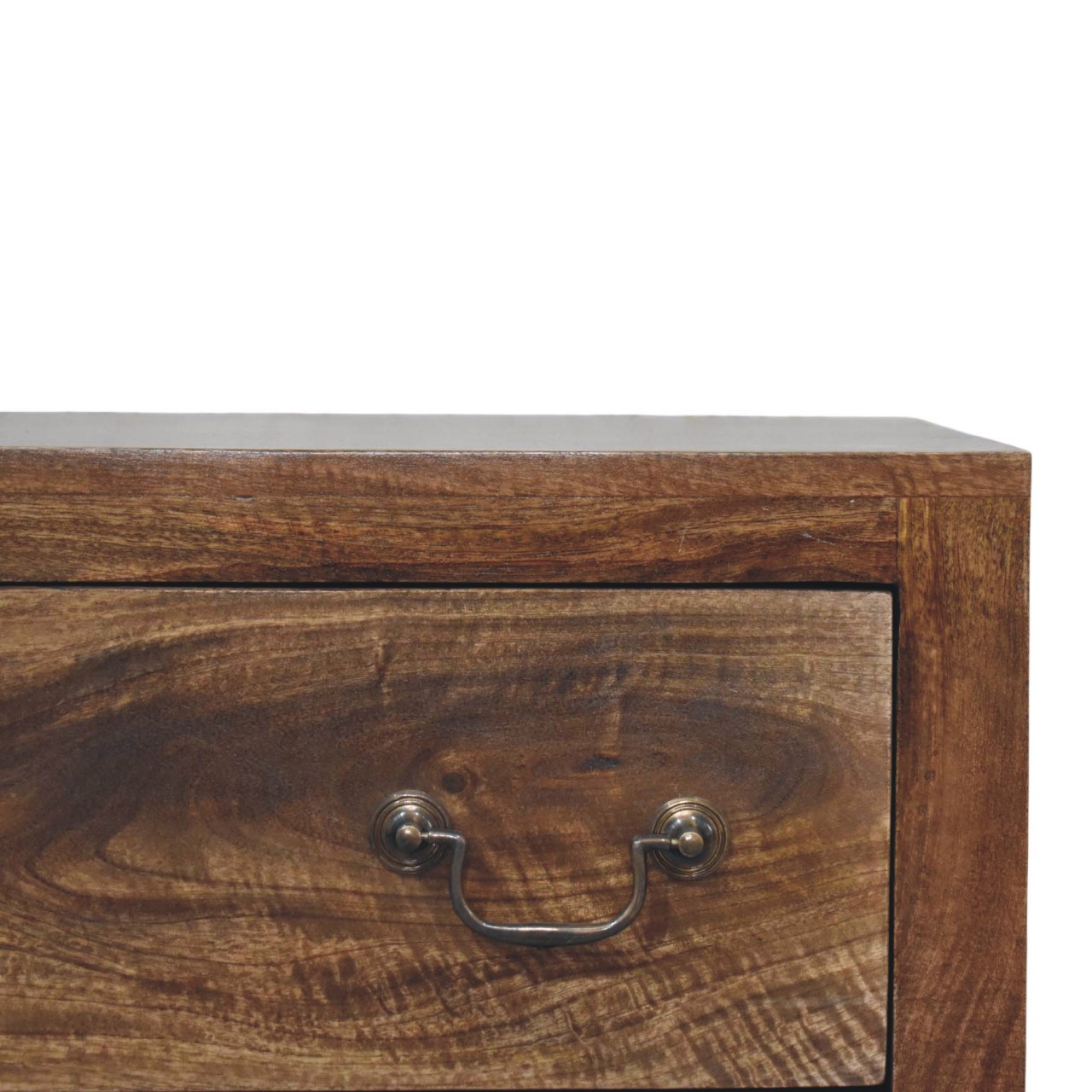Solid Mango Wood Roasted Almond Finished Compact Three Drawer Chest - Image 4