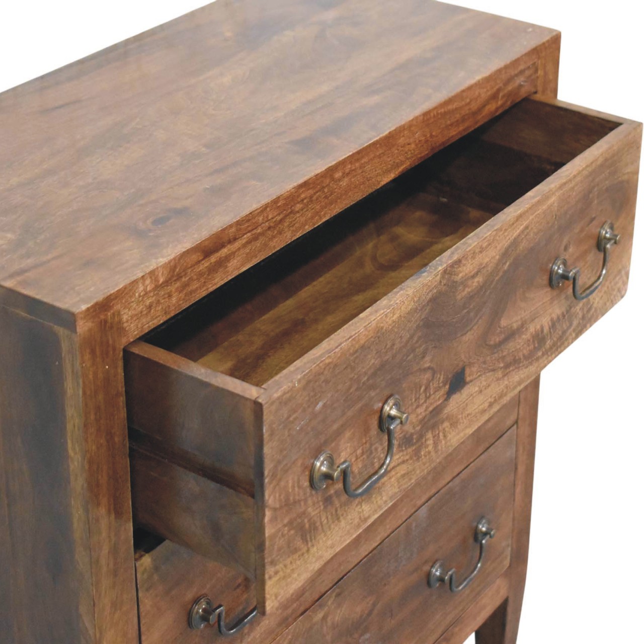 Solid Mango Wood Roasted Almond Finished Compact Three Drawer Chest - Image 6