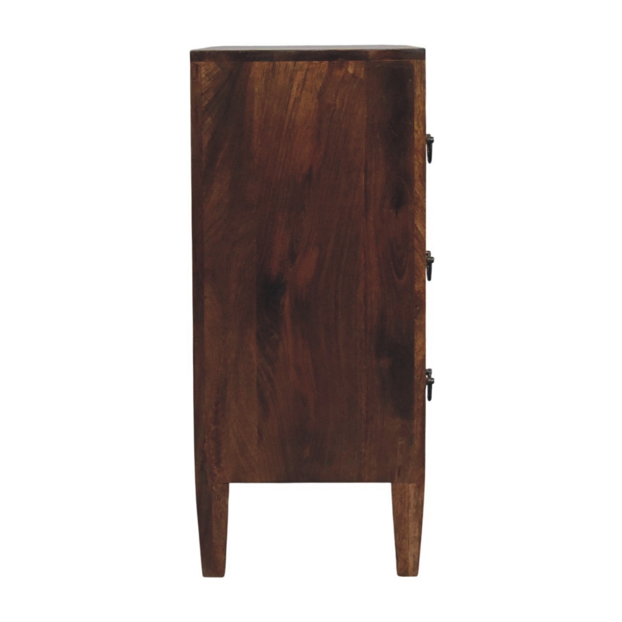 Solid Mango Wood Roasted Almond Finished Compact Three Drawer Chest - Image 8