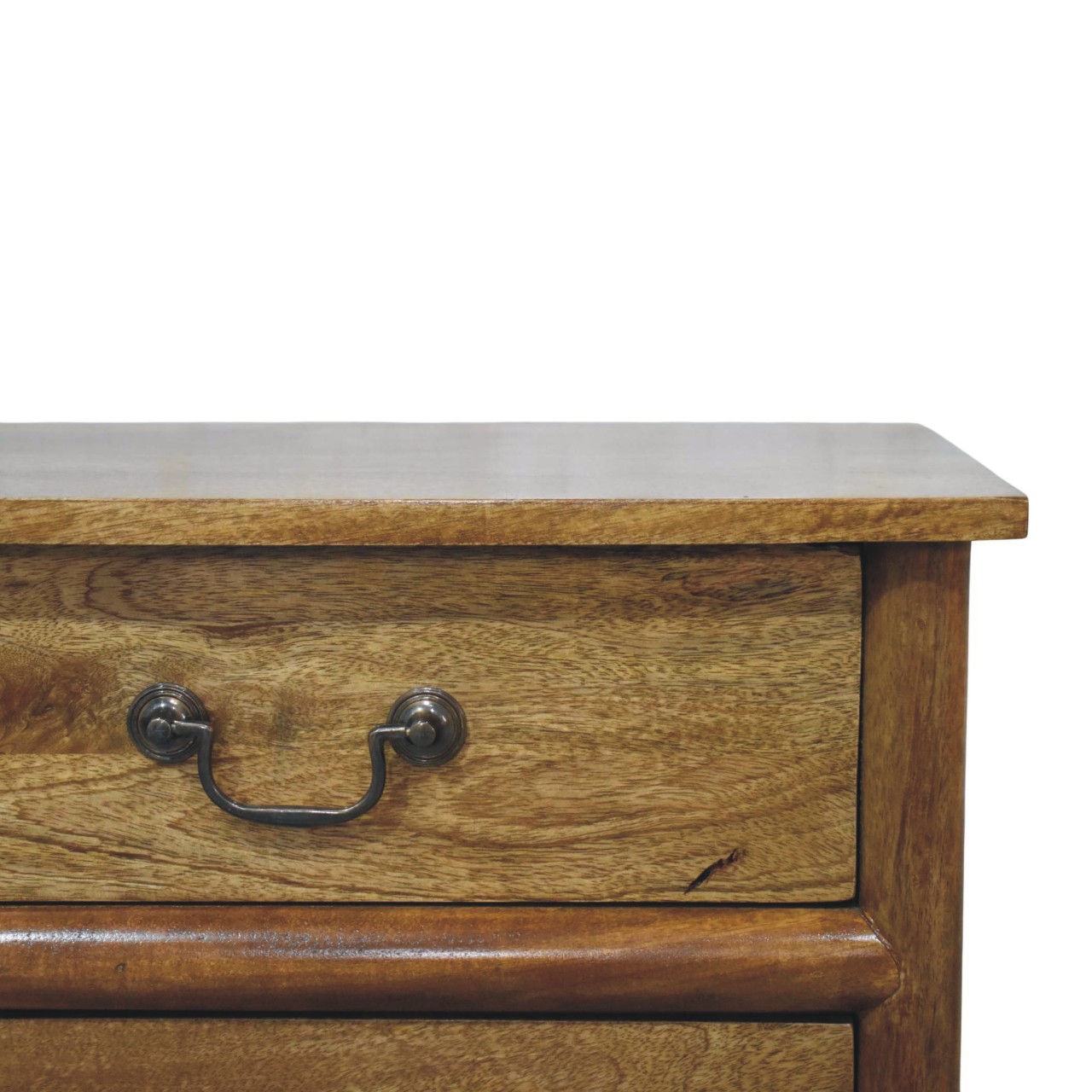 Solid Mango Wood Amber Oak Finished Classic Two Drawer Bedside - Image 4