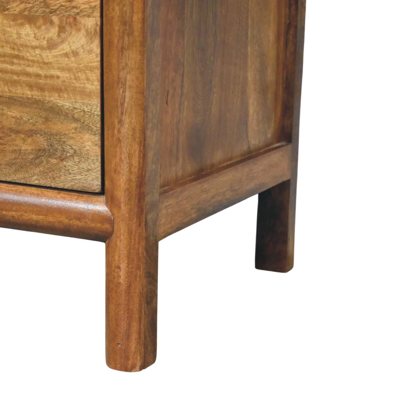 Solid Mango Wood Amber Oak Finished Classic Two Drawer Bedside - Image 7