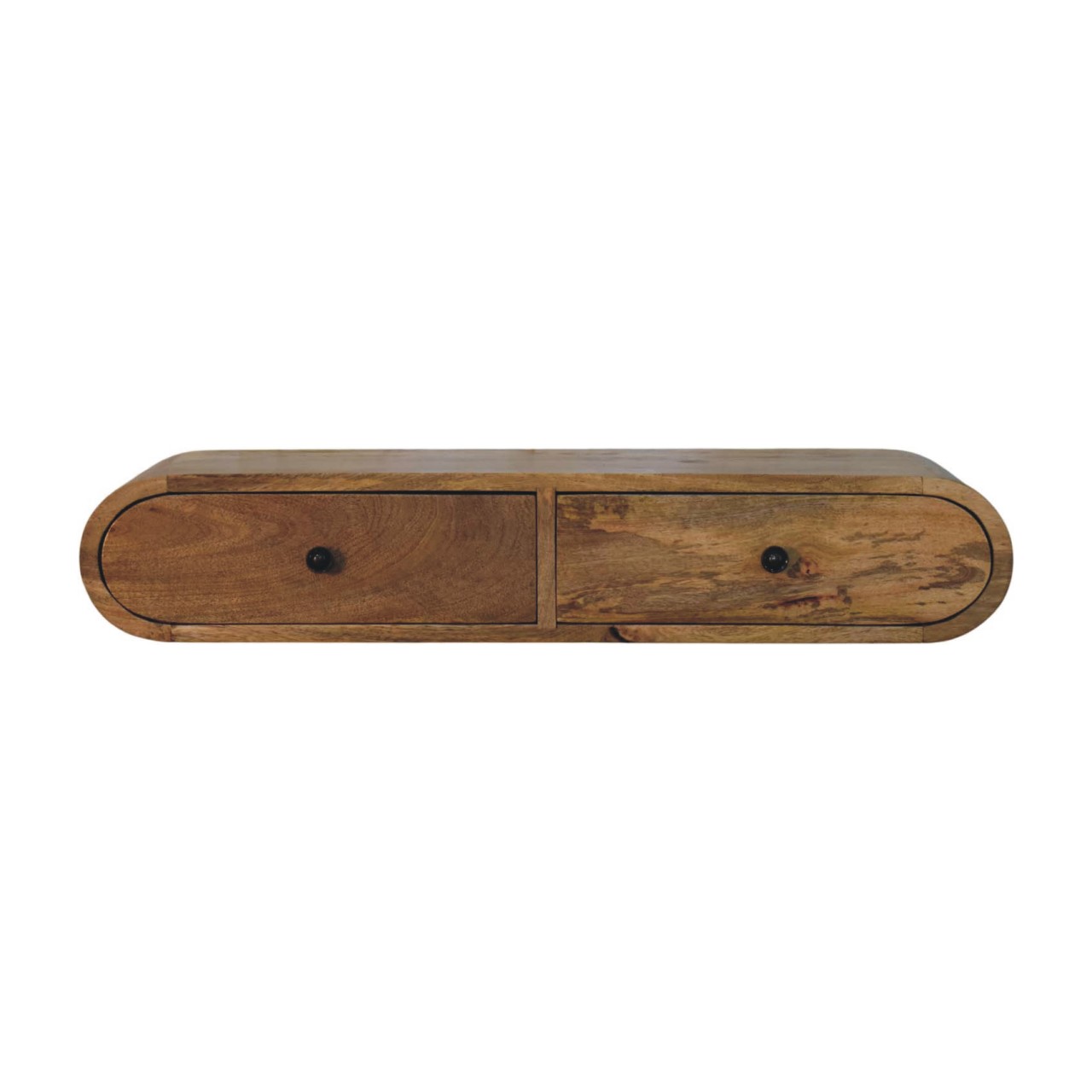 Solid Mango Wood Oak Finished Contour Wall Console