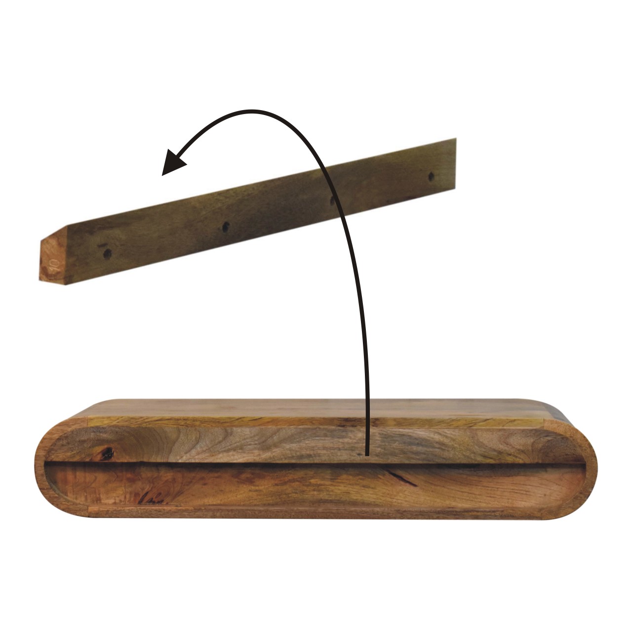 Solid Mango Wood Oak Finished Contour Wall Console - Image 10