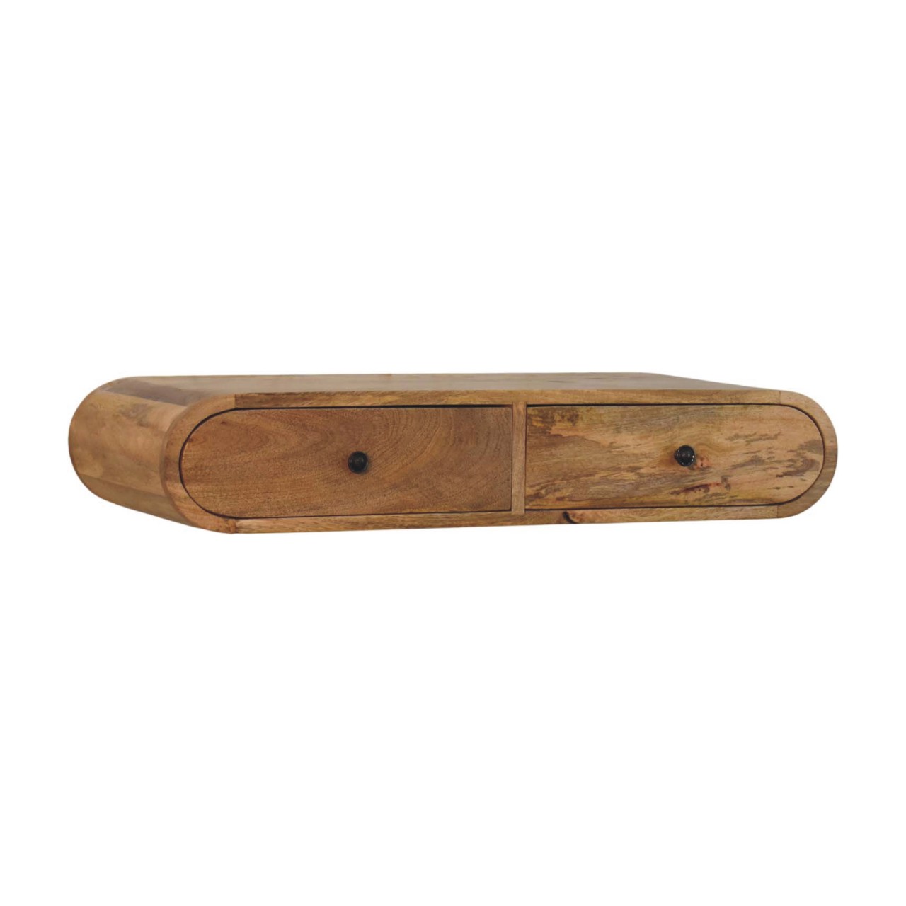 Solid Mango Wood Oak Finished Contour Wall Console - Image 2