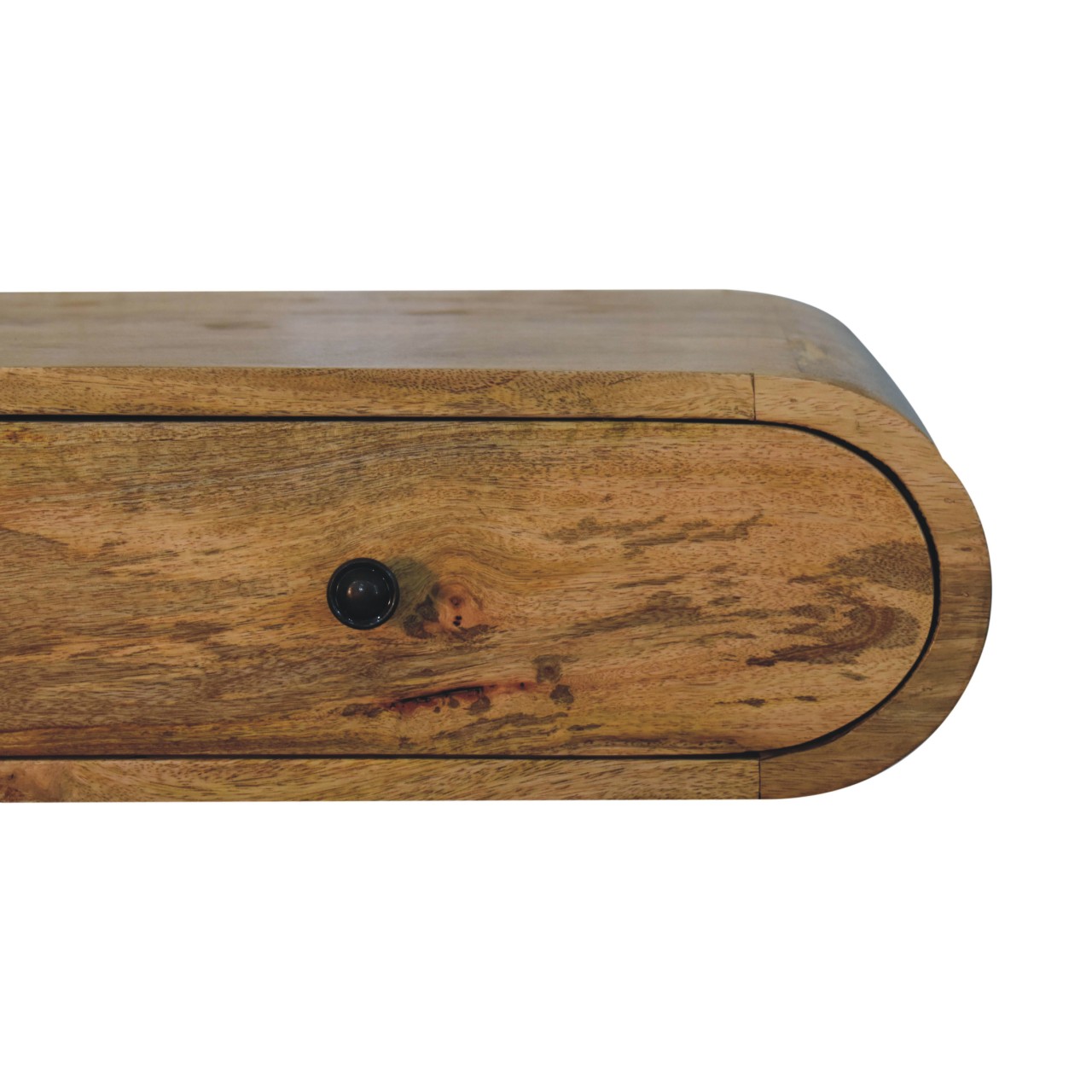 Solid Mango Wood Oak Finished Contour Wall Console - Image 4