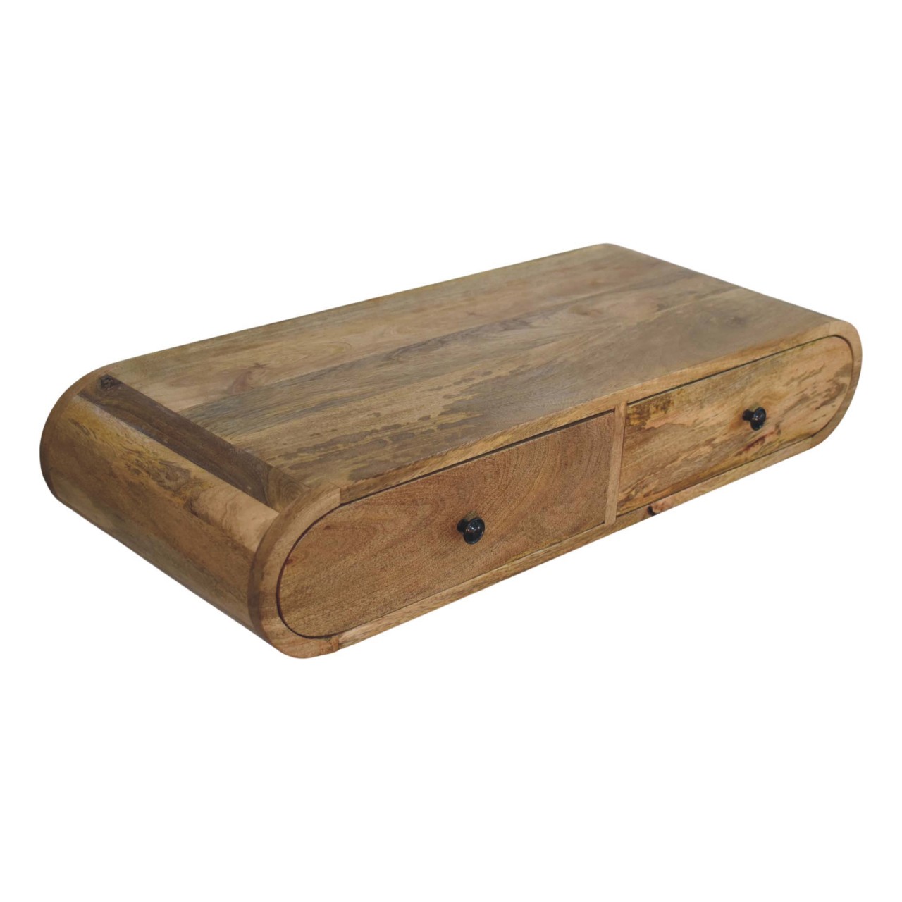 Solid Mango Wood Oak Finished Contour Wall Console - Image 5