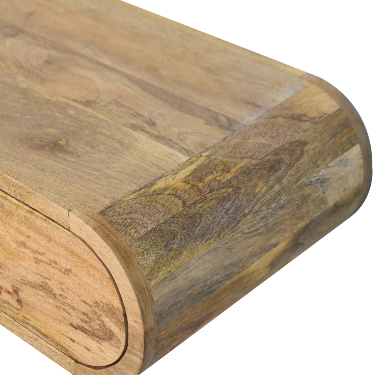 Solid Mango Wood Oak Finished Contour Wall Console - Image 6