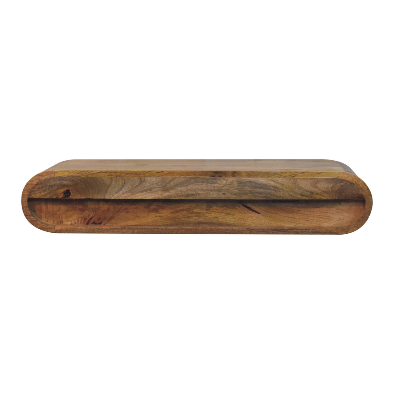 Solid Mango Wood Oak Finished Contour Wall Console - Image 9