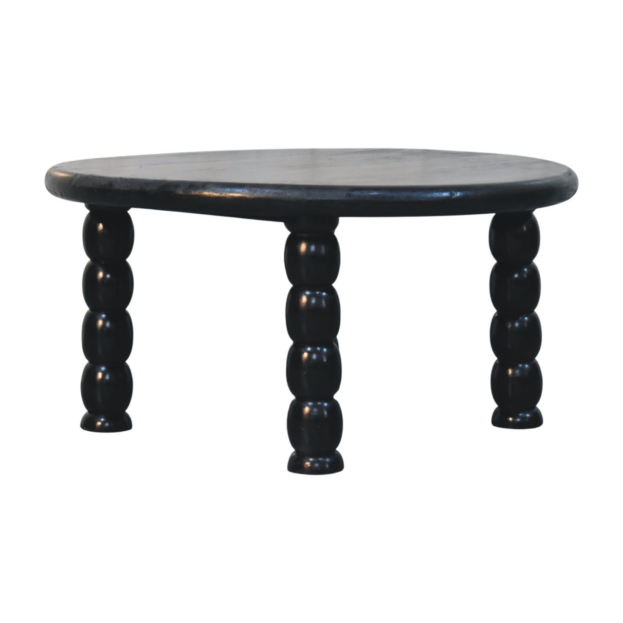 Solid Mango Wood Carbon Ash Finished Spindle Eclipse Coffee Table - Image 3