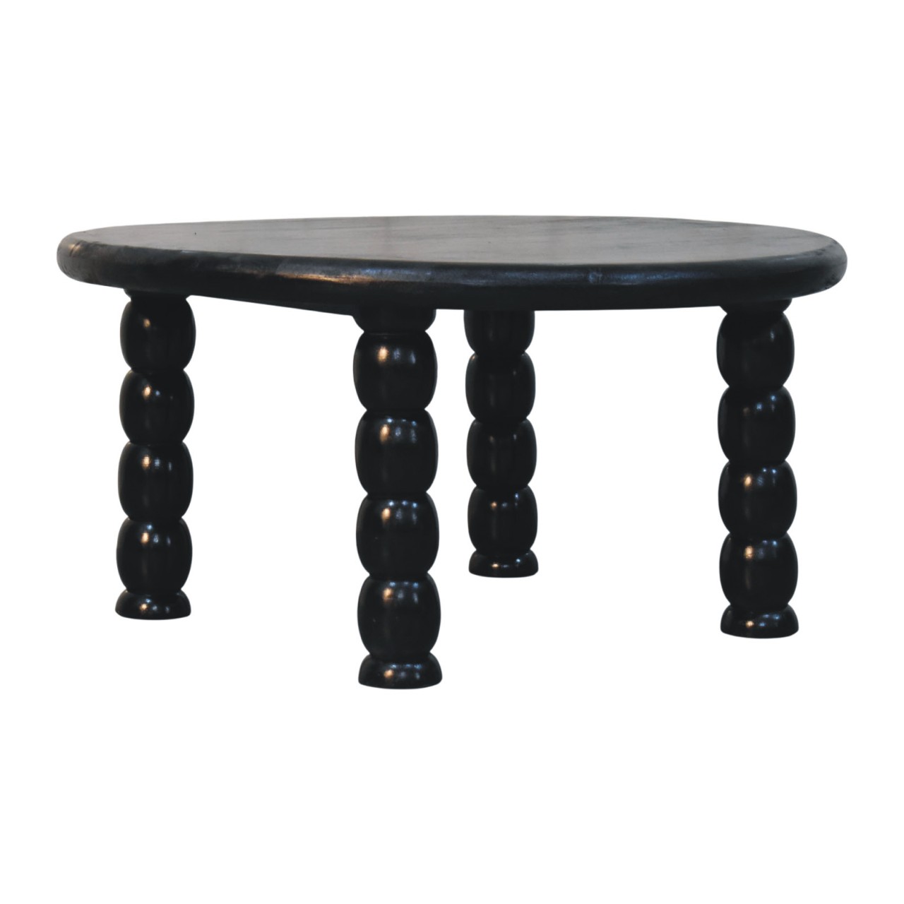 Solid Mango Wood Carbon Ash Finished Spindle Eclipse Coffee Table - Image 5