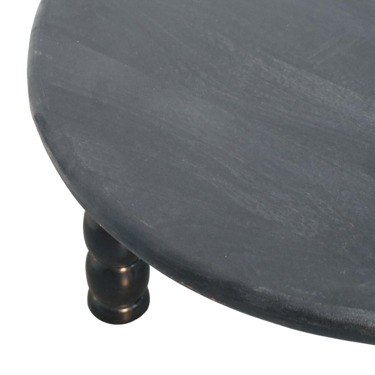 Solid Mango Wood Carbon Ash Finished Spindle Eclipse Coffee Table - Image 6