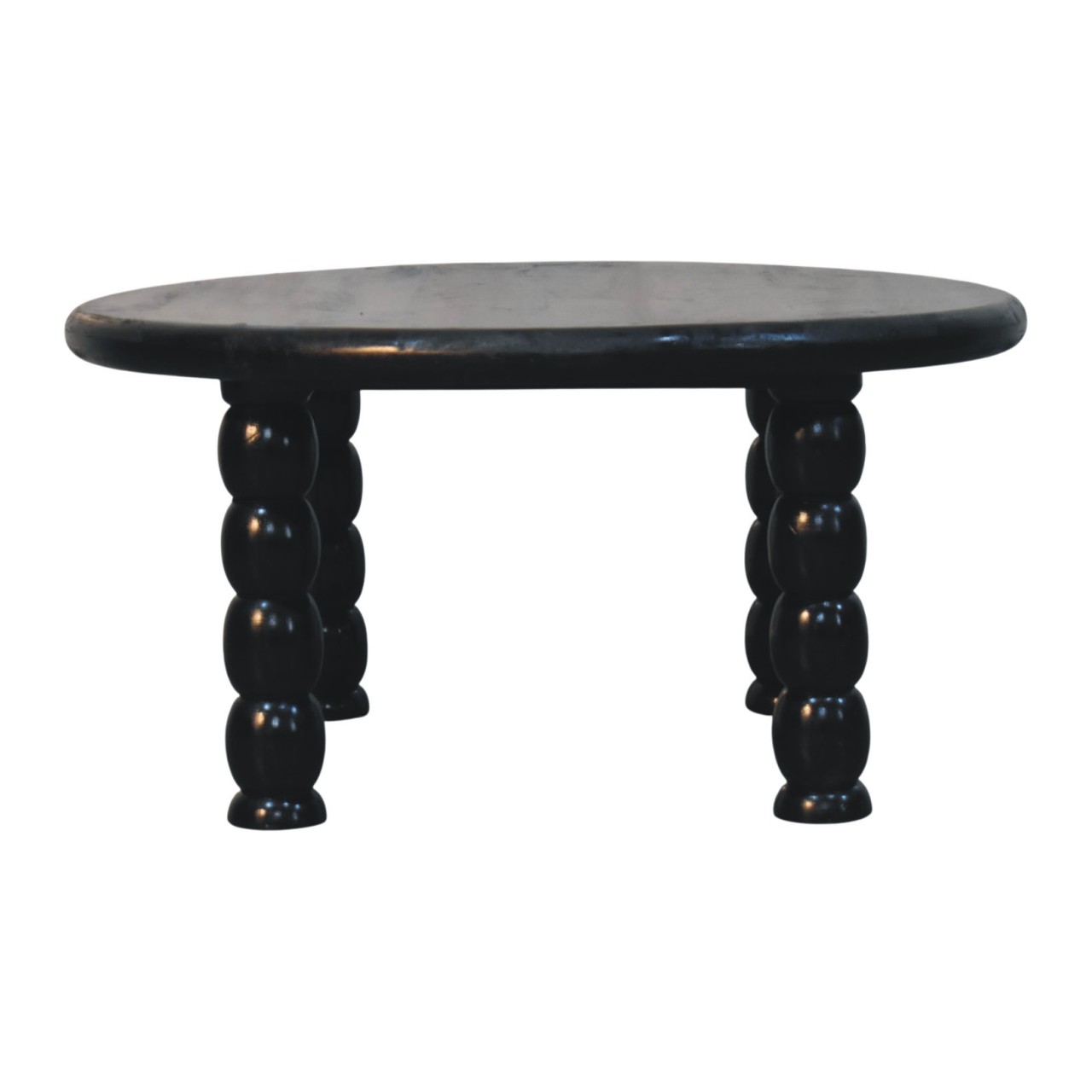 Solid Mango Wood Carbon Ash Finished Spindle Eclipse Coffee Table - Image 2