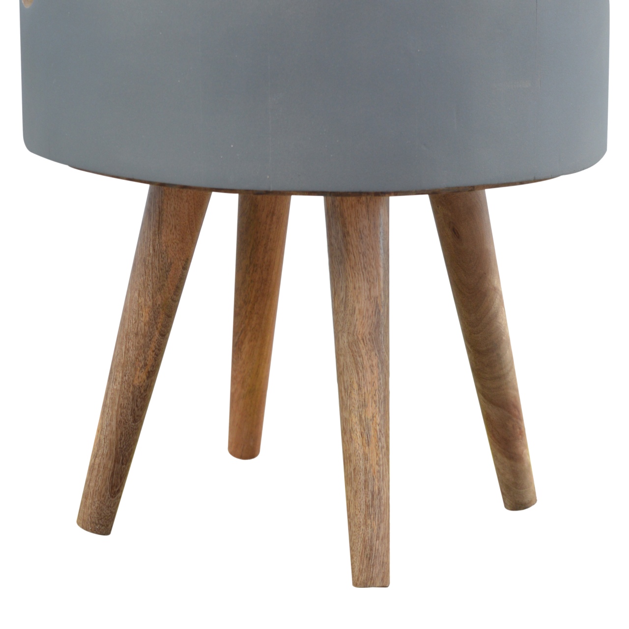 Solid Mango Wood Oak Finished 3 Drawer Grey Hand Painted Bedside - Image 6