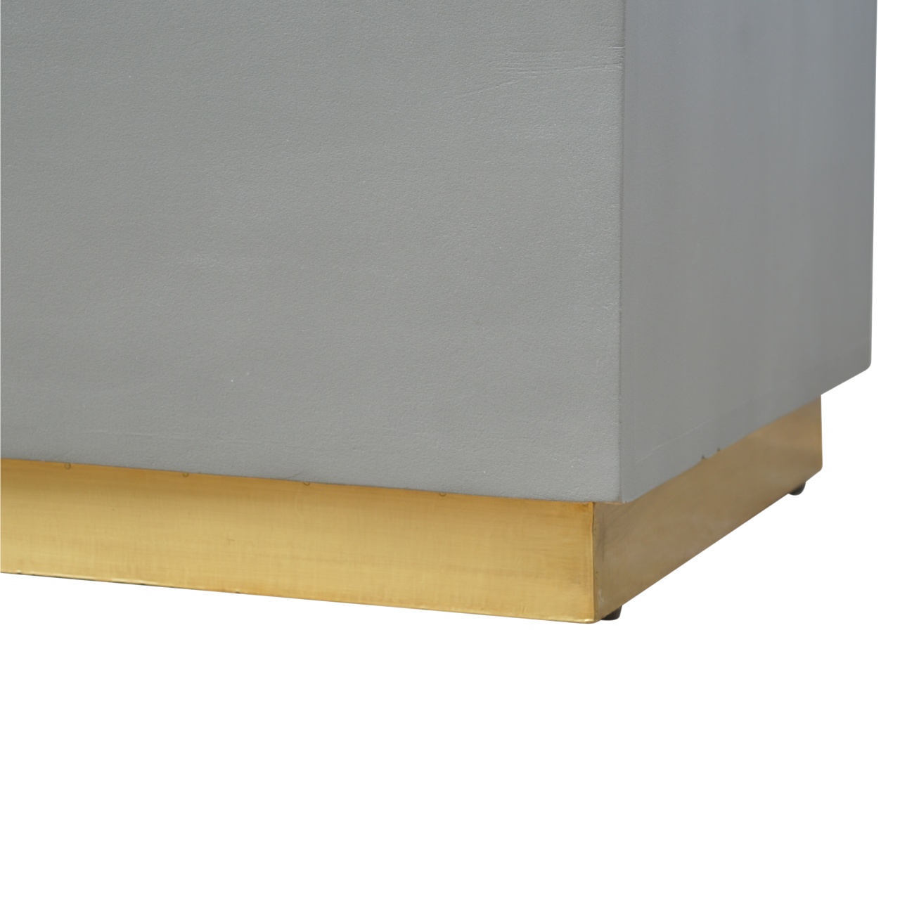 Solid Mango Wood Natural Finish Cement Footstool with Gold Base - Image 3