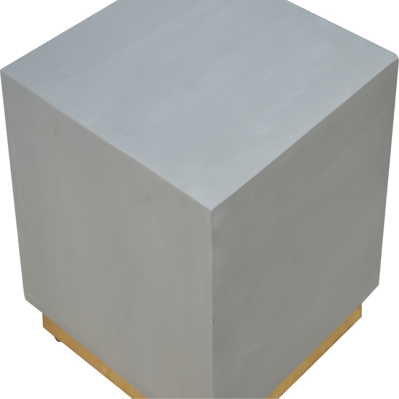 Solid Mango Wood Natural Finish Cement Footstool with Gold Base - Image 5