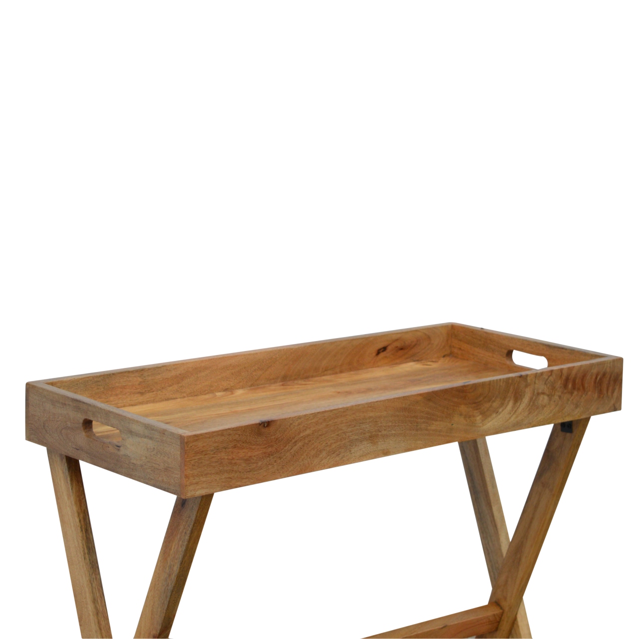 Solid Mango Wood Oak Finished Foldable Butler Tray - Image 5
