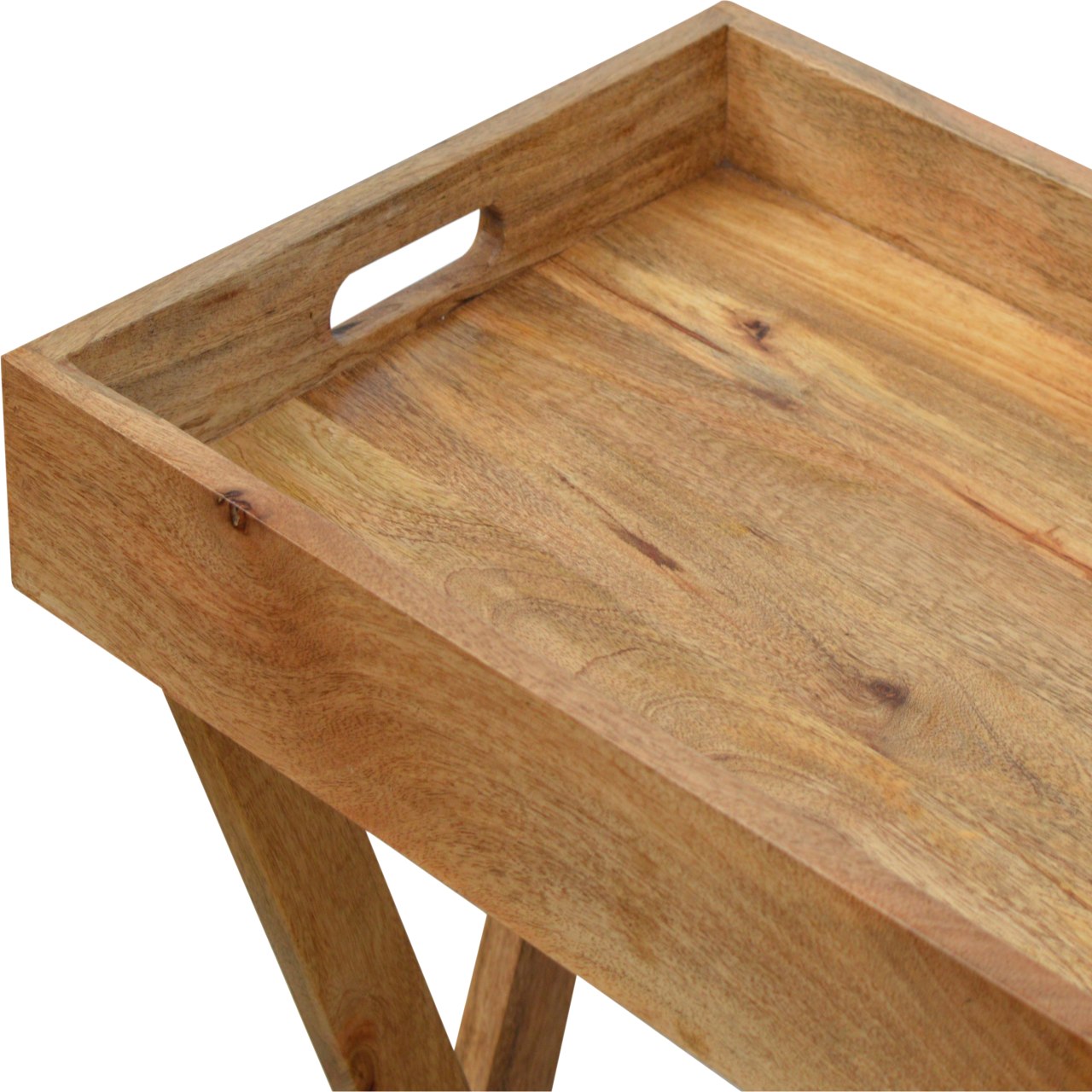 Solid Mango Wood Oak Finished Foldable Butler Tray - Image 6