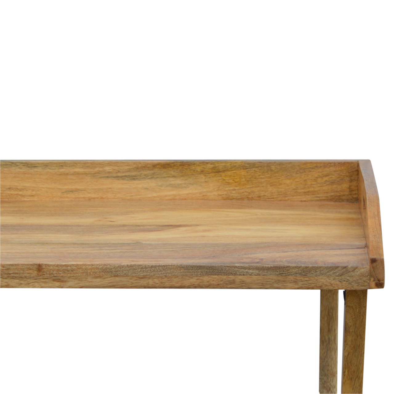 Solid Mango Wood Oak Finished Butler Tray Style Writing Desk - Image 5