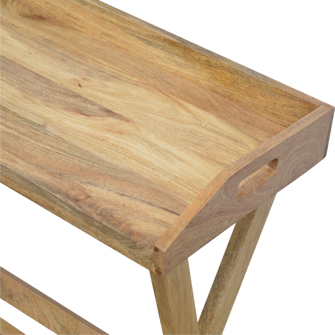 Solid Mango Wood Oak Finished Butler Tray Style Writing Desk - Image 6