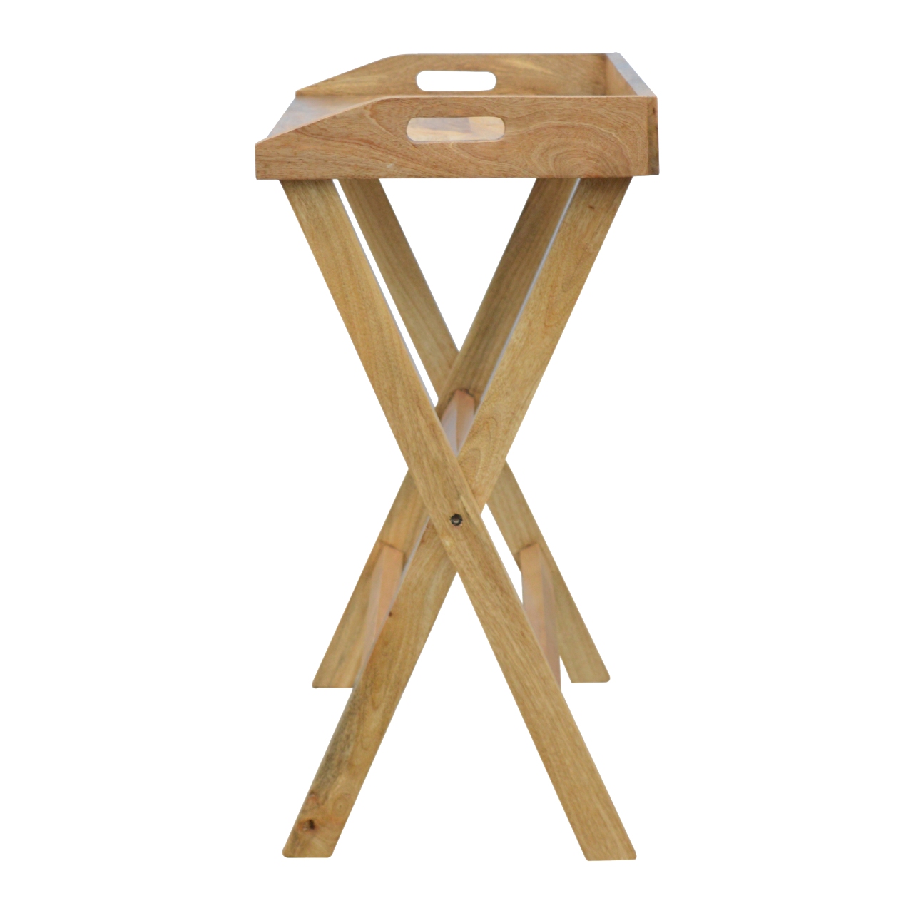 Solid Mango Wood Oak Finished Butler Tray Style Writing Desk - Image 8