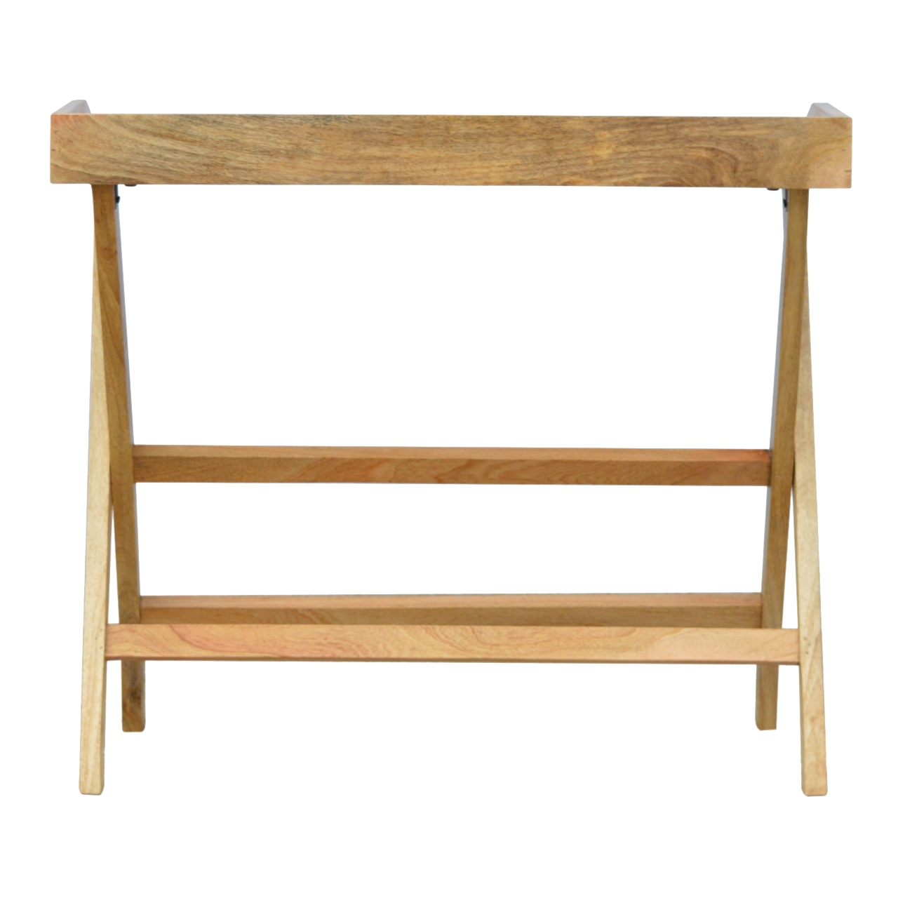 Solid Mango Wood Oak Finished Butler Tray Style Writing Desk - Image 9